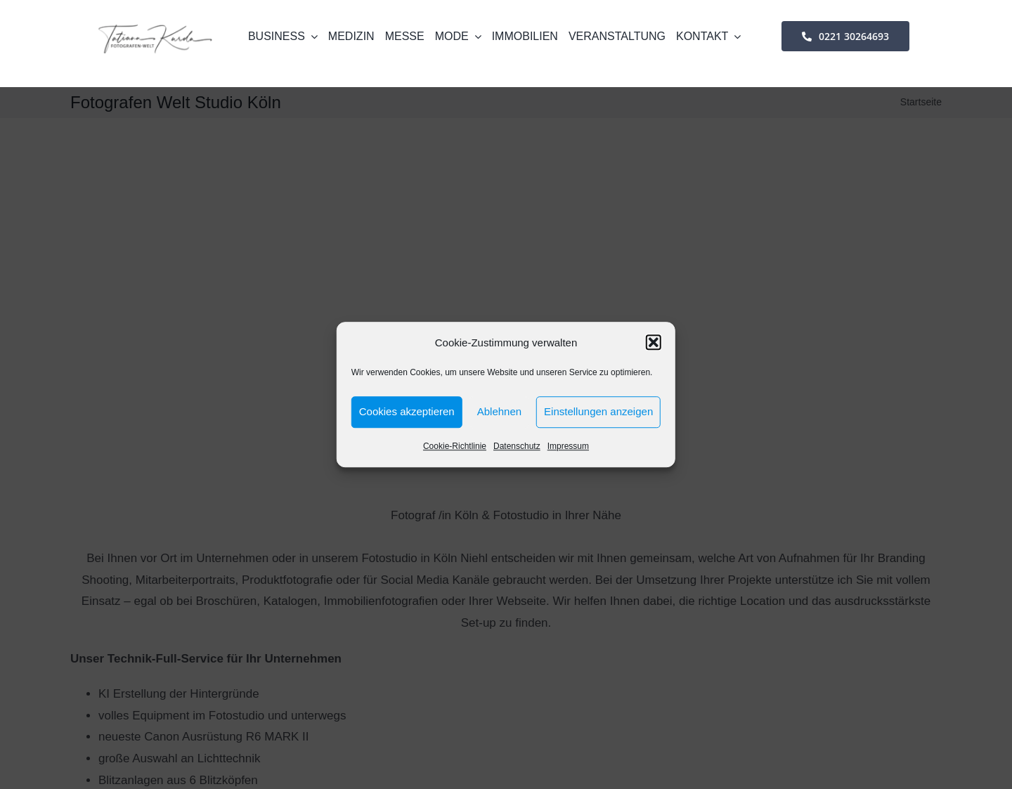 Aktuelle Website-Vorschau von Fotografen Welt Köln