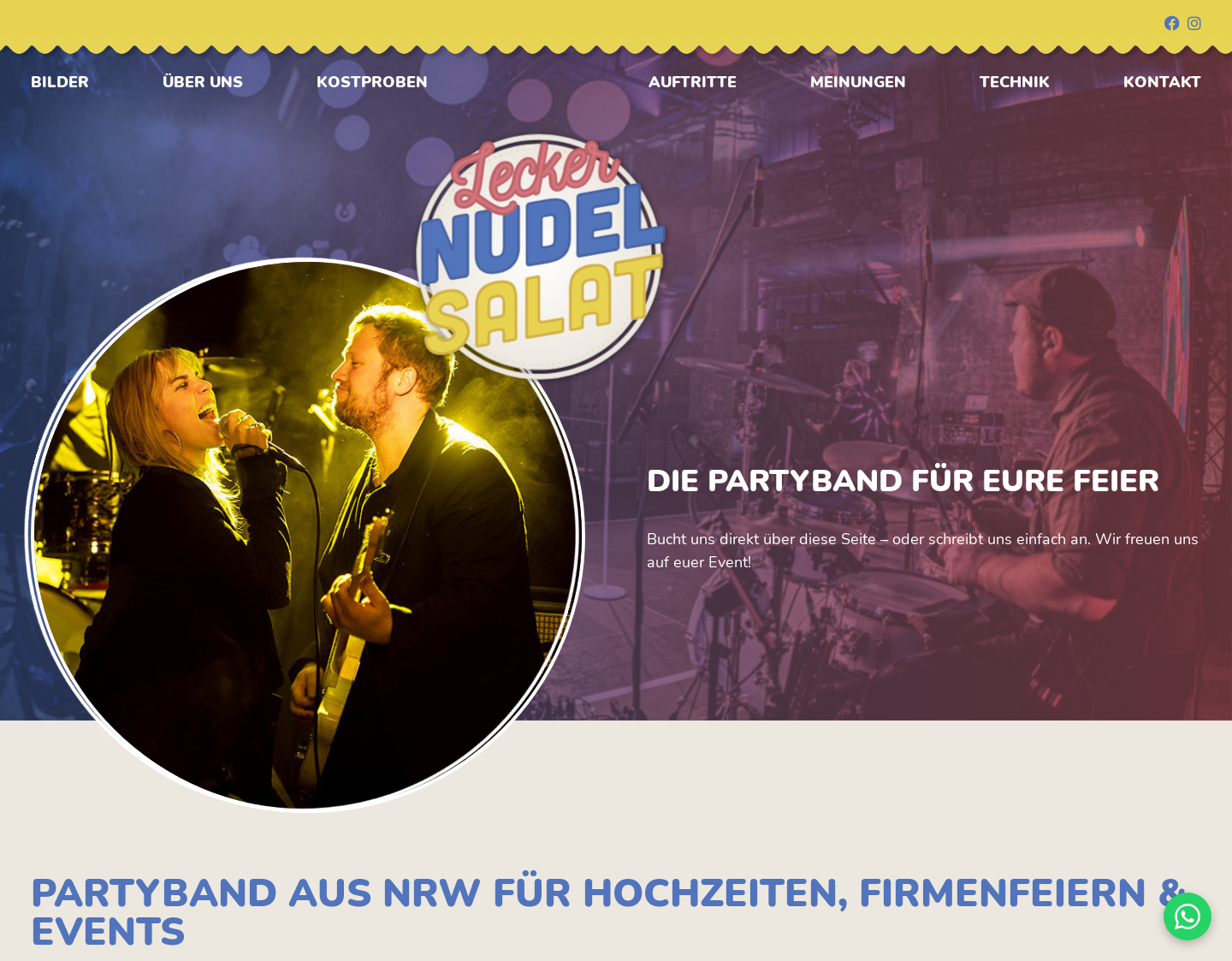 Aktuelle Website-Vorschau von Party Coverband für Events in NRW