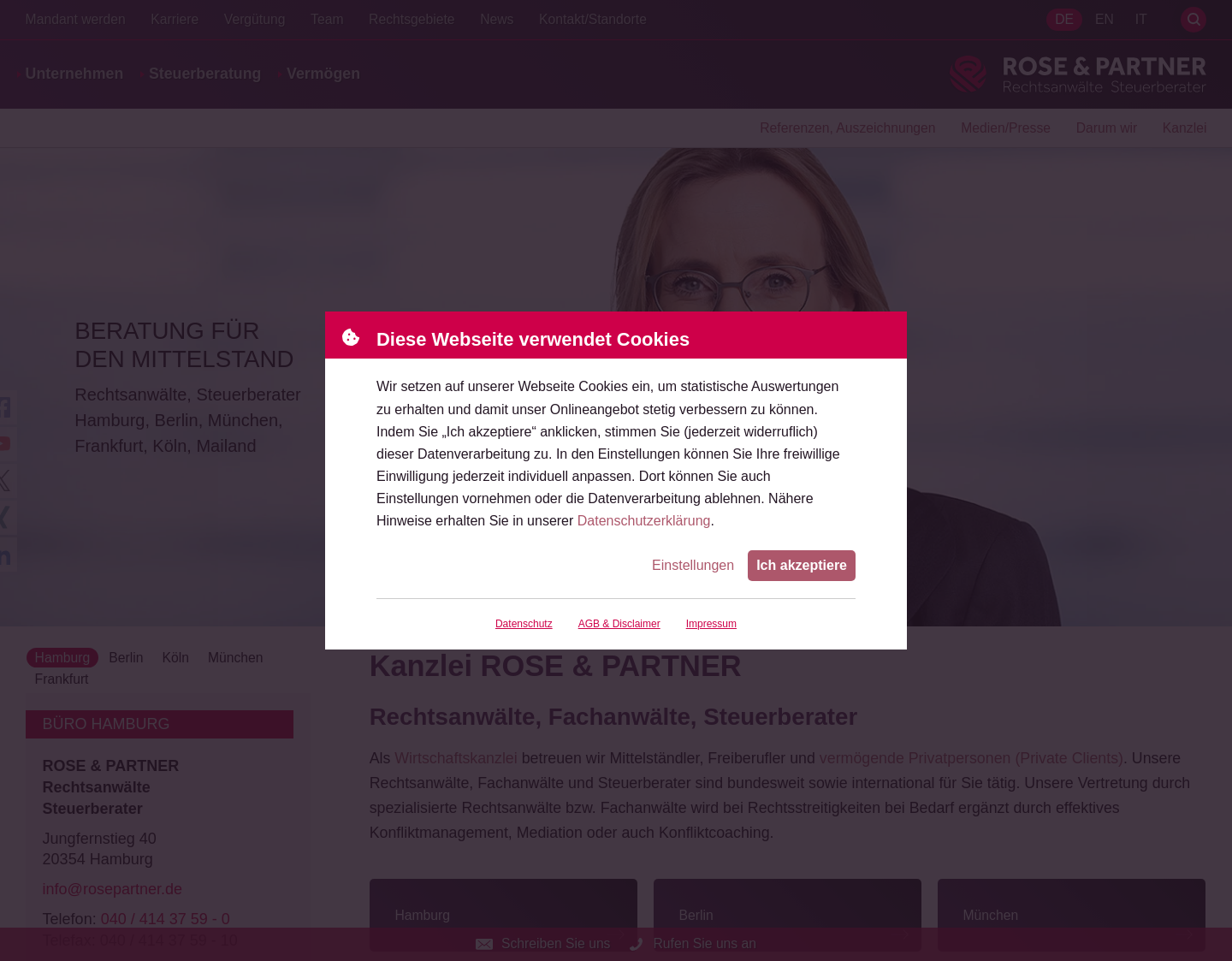 Aktuelle Website-Vorschau von Kanzlei ROSE & PARTNER LLP