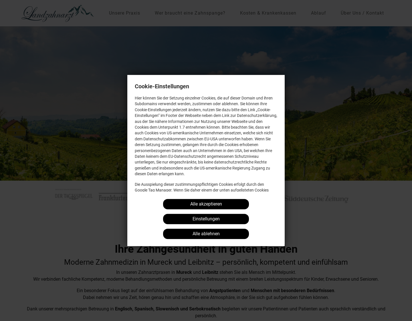 Aktuelle Website-Vorschau von Zahnarztpraxis Thomas Schopf