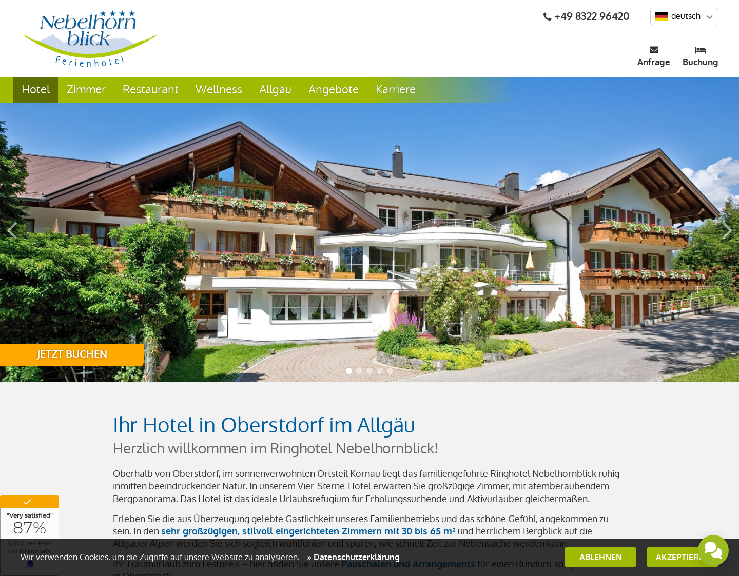 Aktuelle Website-Vorschau von Hotel Oberstdorf im Allgäu