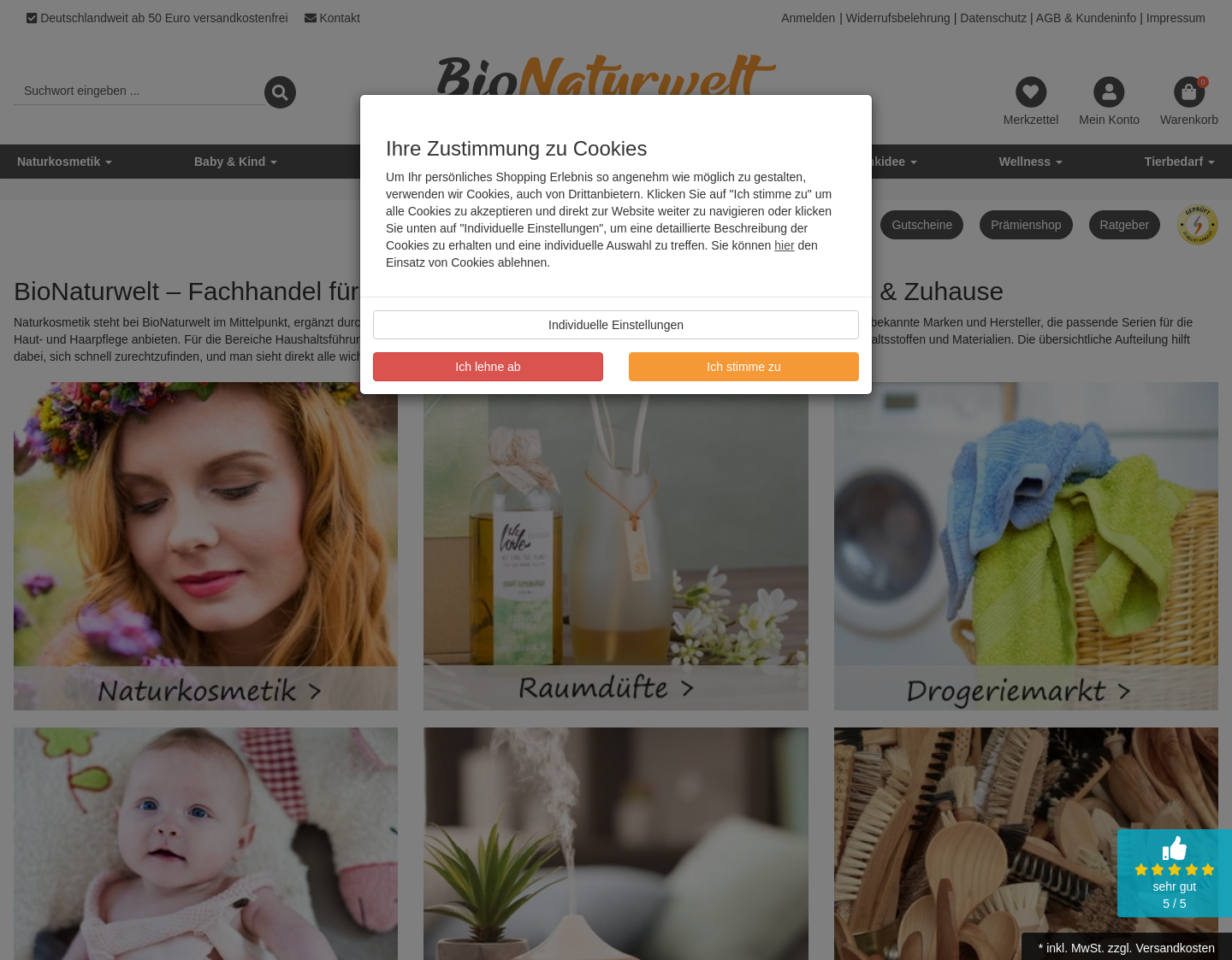Aktuelle Website-Vorschau von Naturkosmetik online Shop