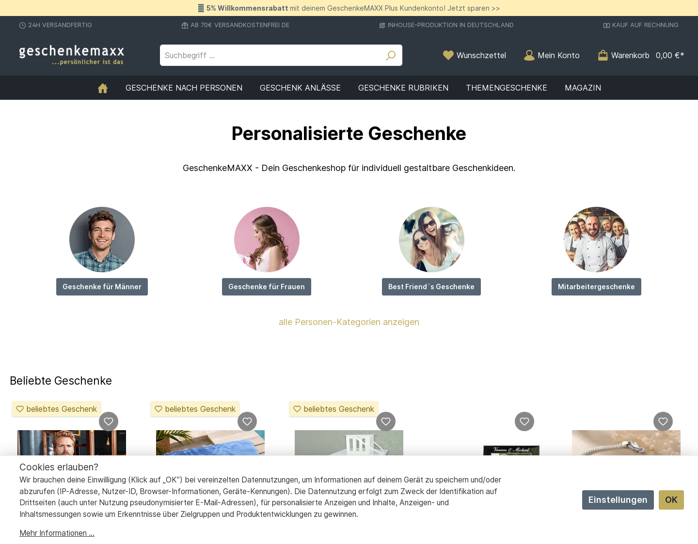 Aktuelle Website-Vorschau von Fotogeschenke
