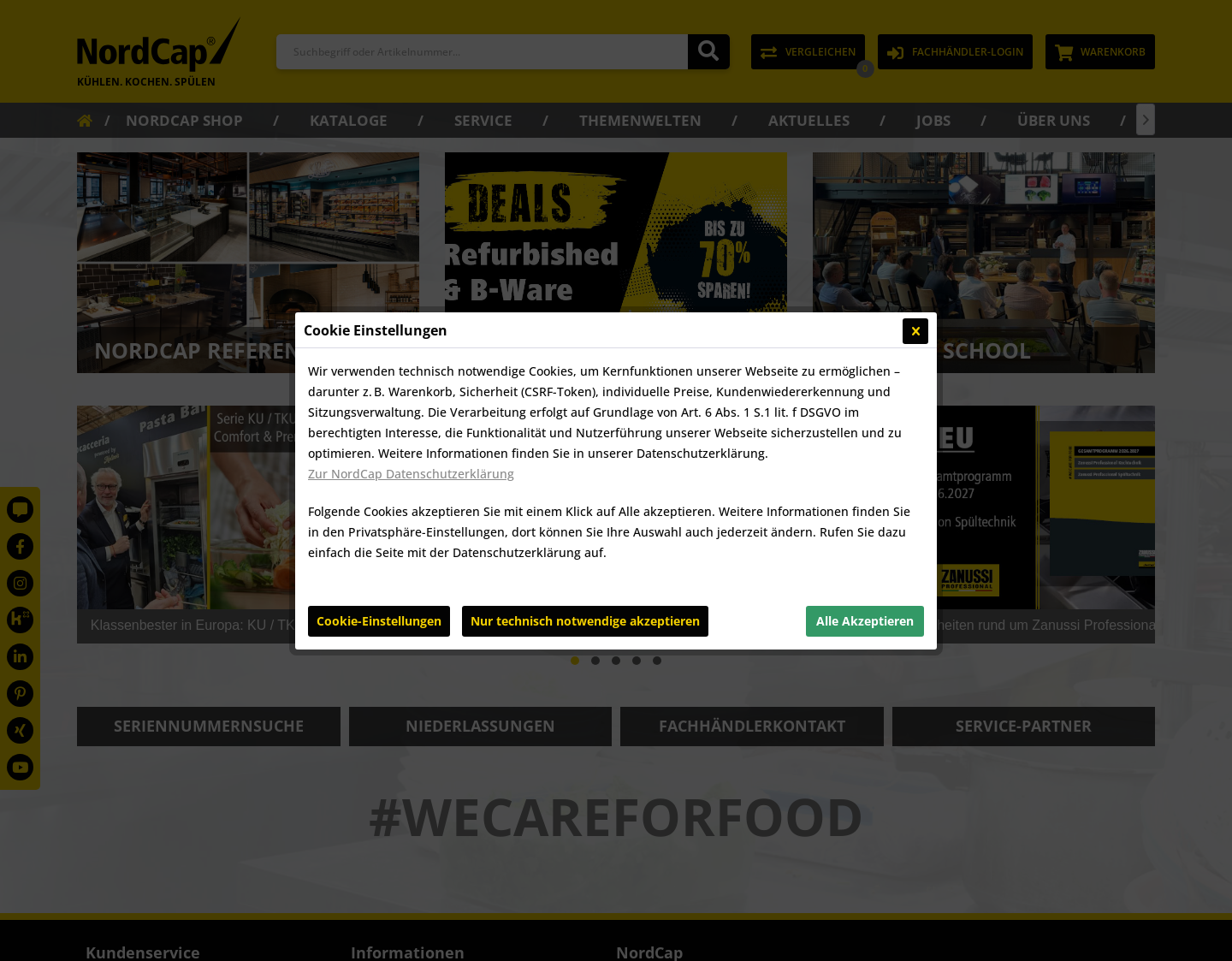 Aktuelle Website-Vorschau von Nordcap ? Gastronomiebedarf