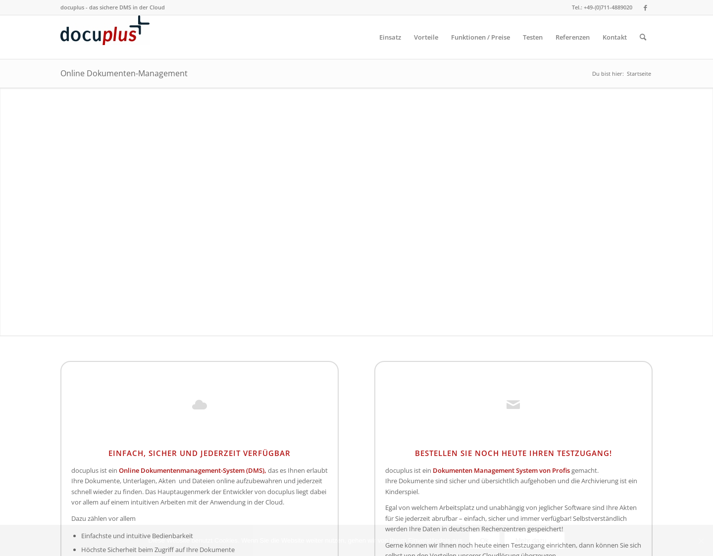 Aktuelle Website-Vorschau von Web Dokumentenmanagement mit docuplus