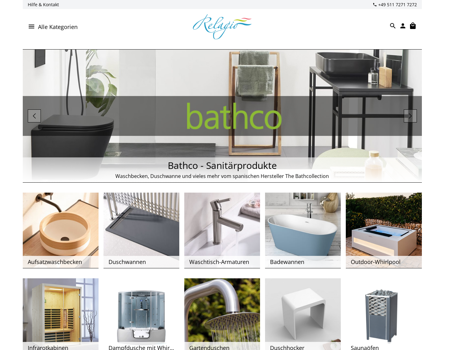 Aktuelle Website-Vorschau von Relagio - Dampfduschen Shop