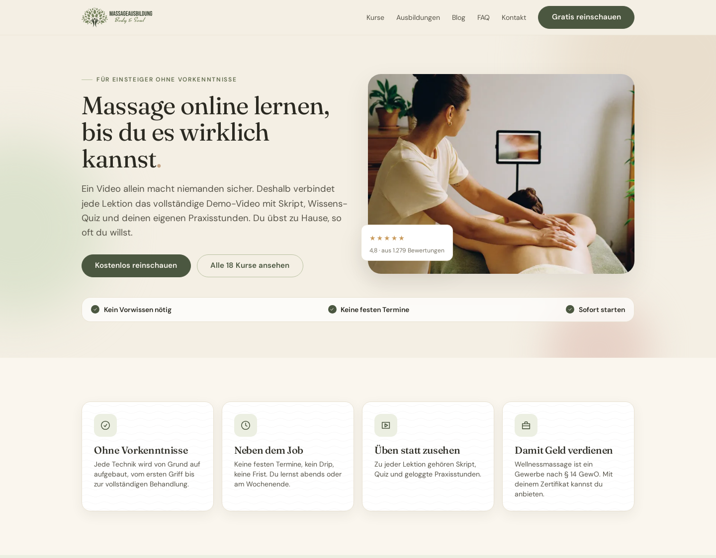 Aktuelle Website-Vorschau von Massageausbildung BNS Köln