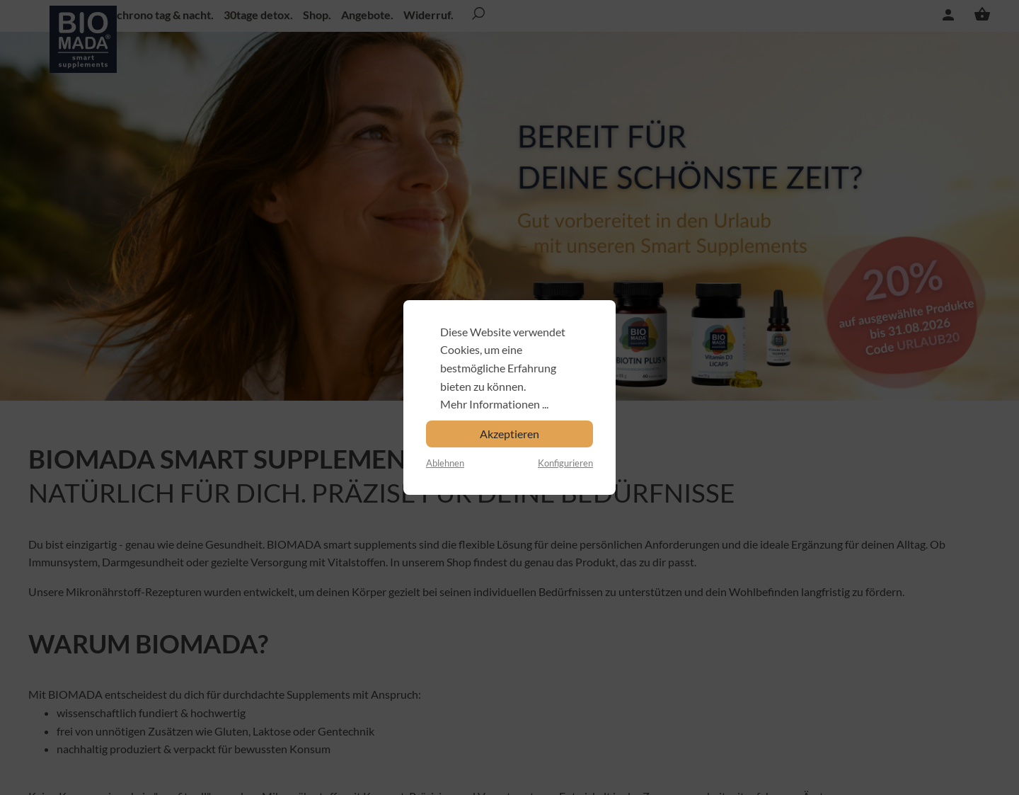 Aktuelle Website-Vorschau von BioMada, dem Spezialisten für hochwertige Mikronäh