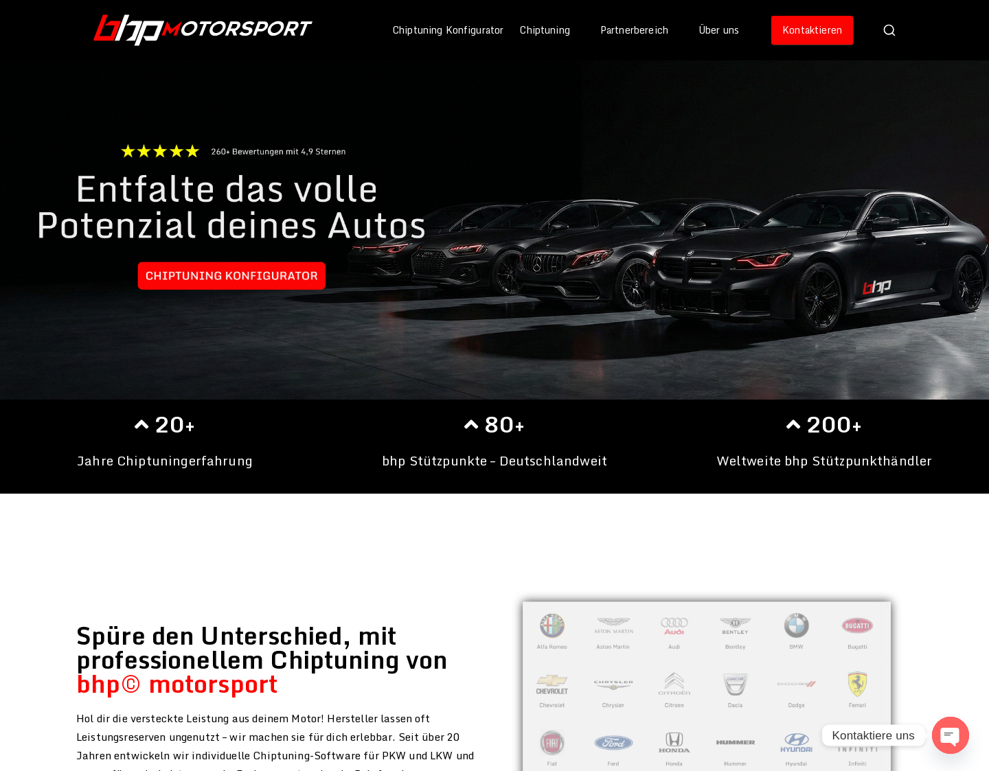 Aktuelle Website-Vorschau von Chiptuning und Leistungssteigerungen