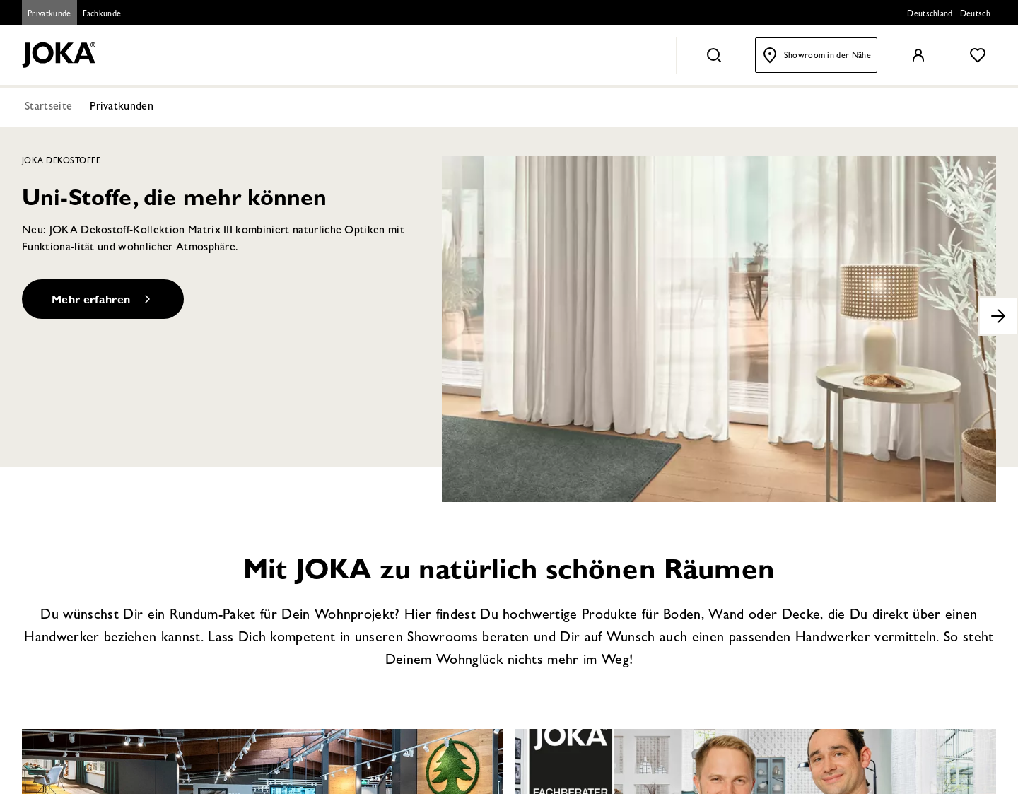 Aktuelle Website-Vorschau von Laminat - Joka.de