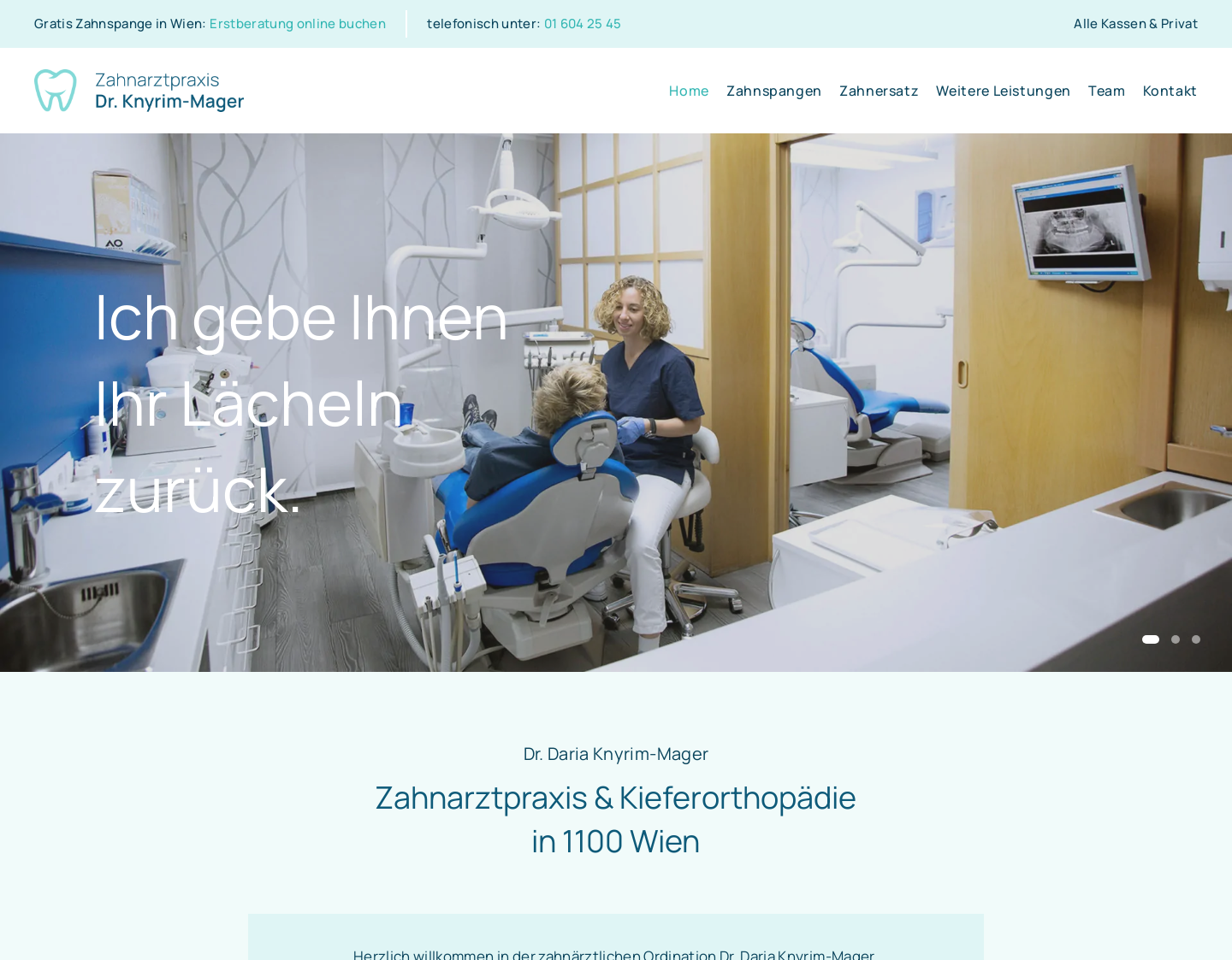 Aktuelle Website-Vorschau von Zahnaerztin Dr. Daria Knyrim