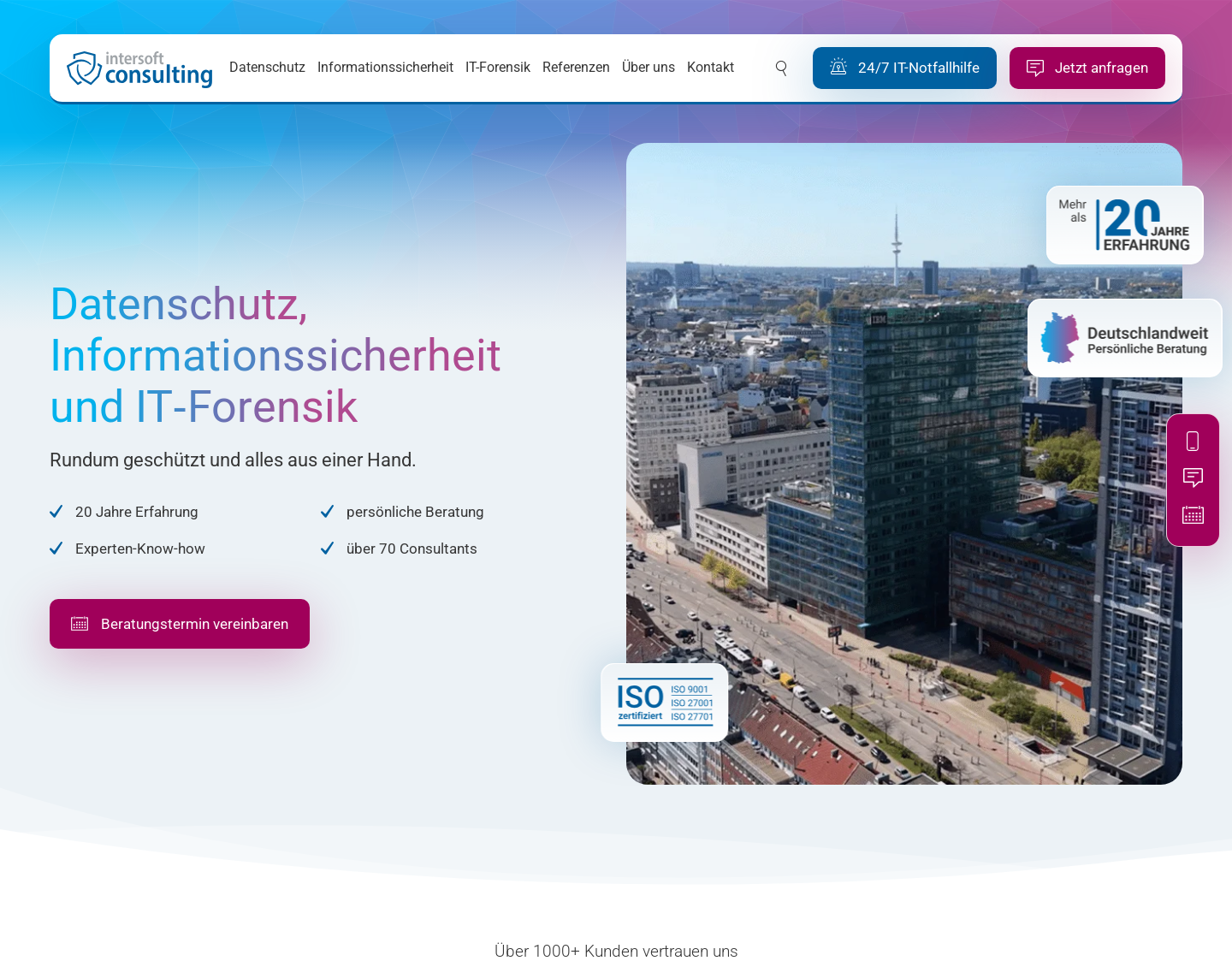Aktuelle Website-Vorschau von intersoft consulting services AG