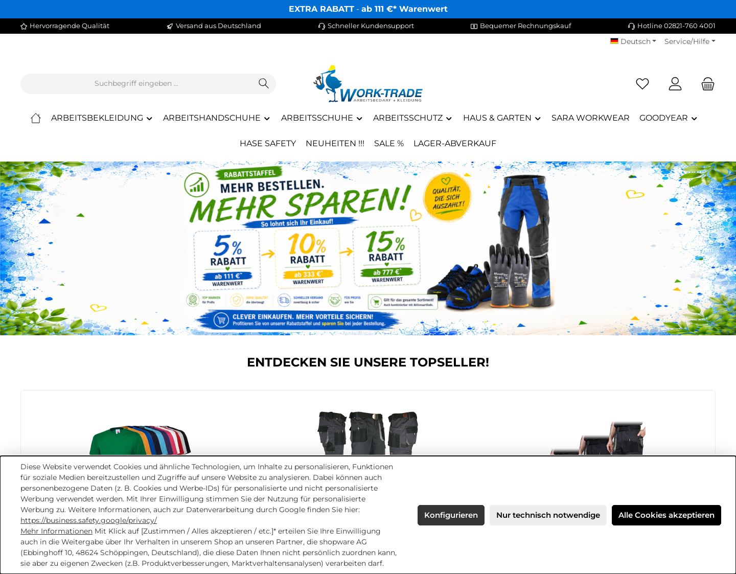 Aktuelle Website-Vorschau von Work-Trade, Arbeitsbedarf & Co.