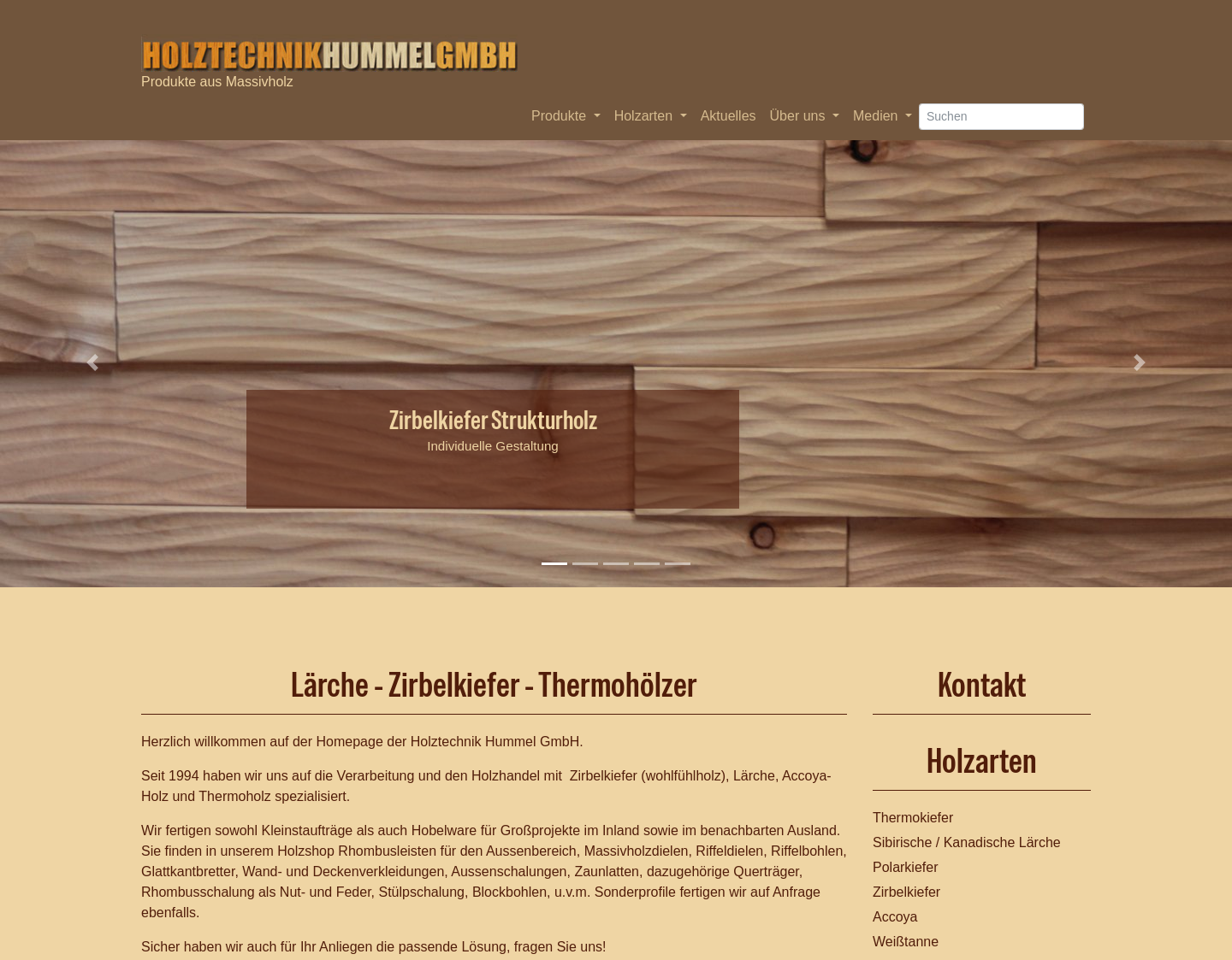 Aktuelle Website-Vorschau von Holztechnik Hummel GmbH
