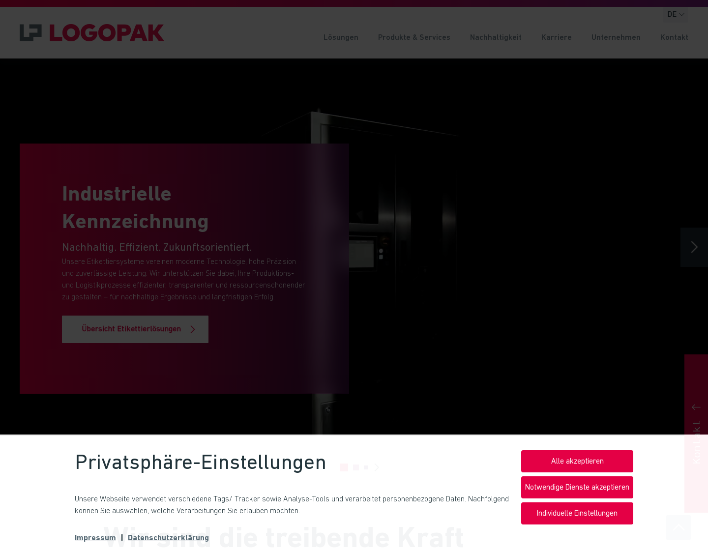 Aktuelle Website-Vorschau von Logopak Etikettiersysteme