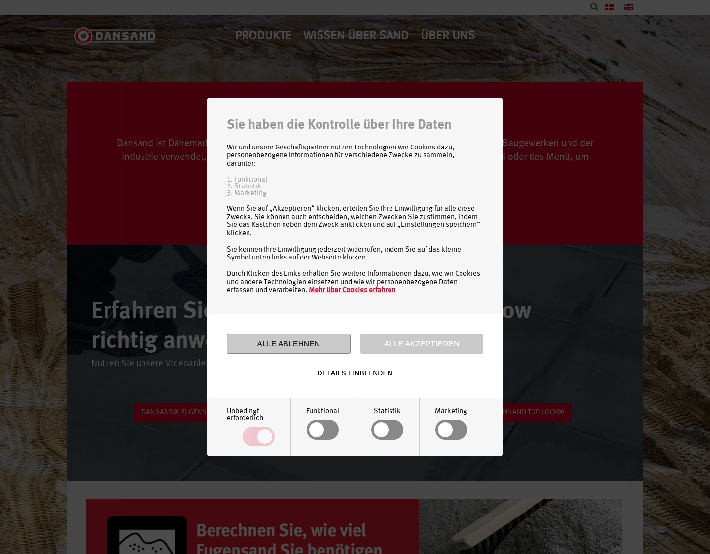 Aktuelle Website-Vorschau von Dansand Ohne-Unkraut-Fugensand