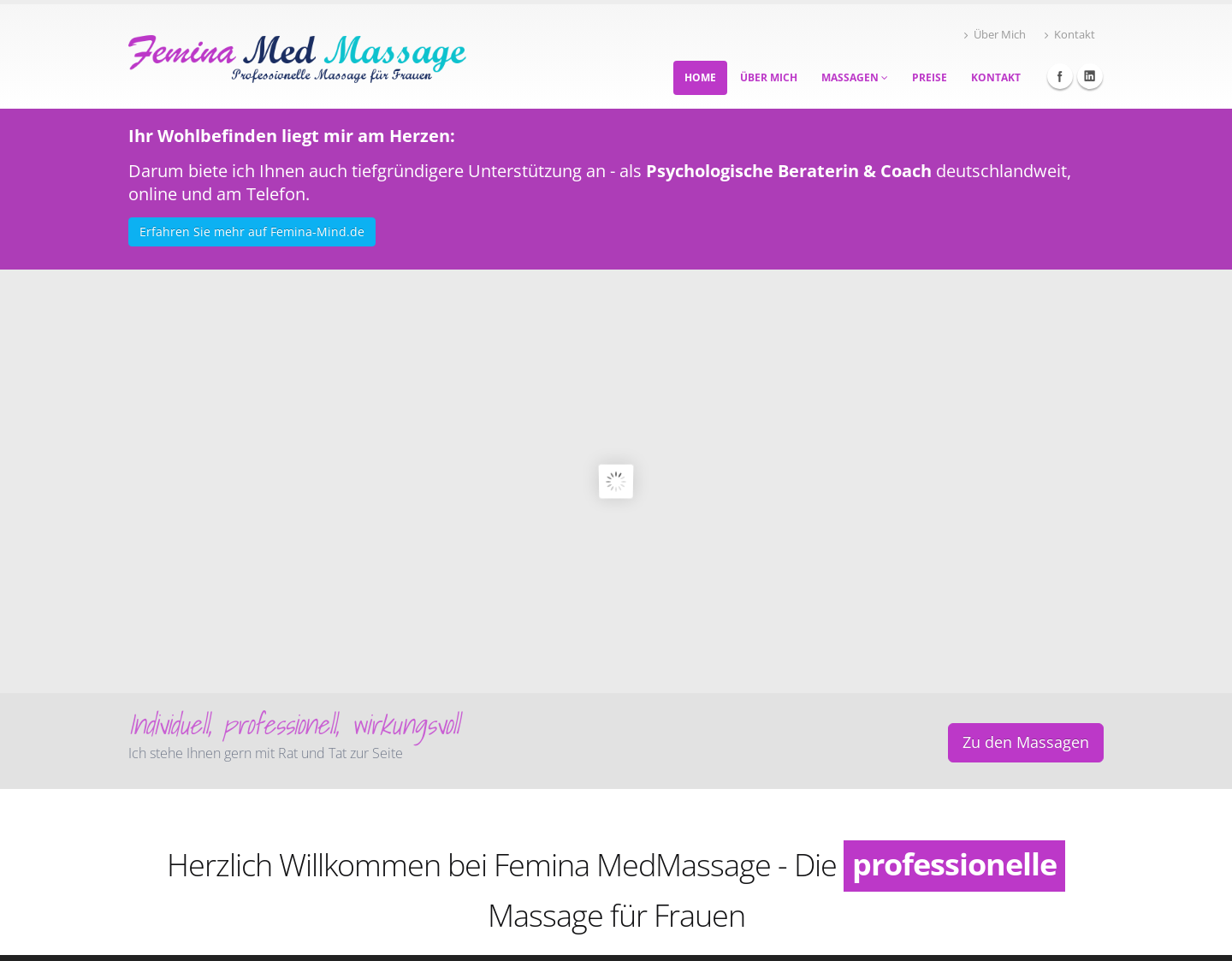 Aktuelle Website-Vorschau von Femina MedMassage