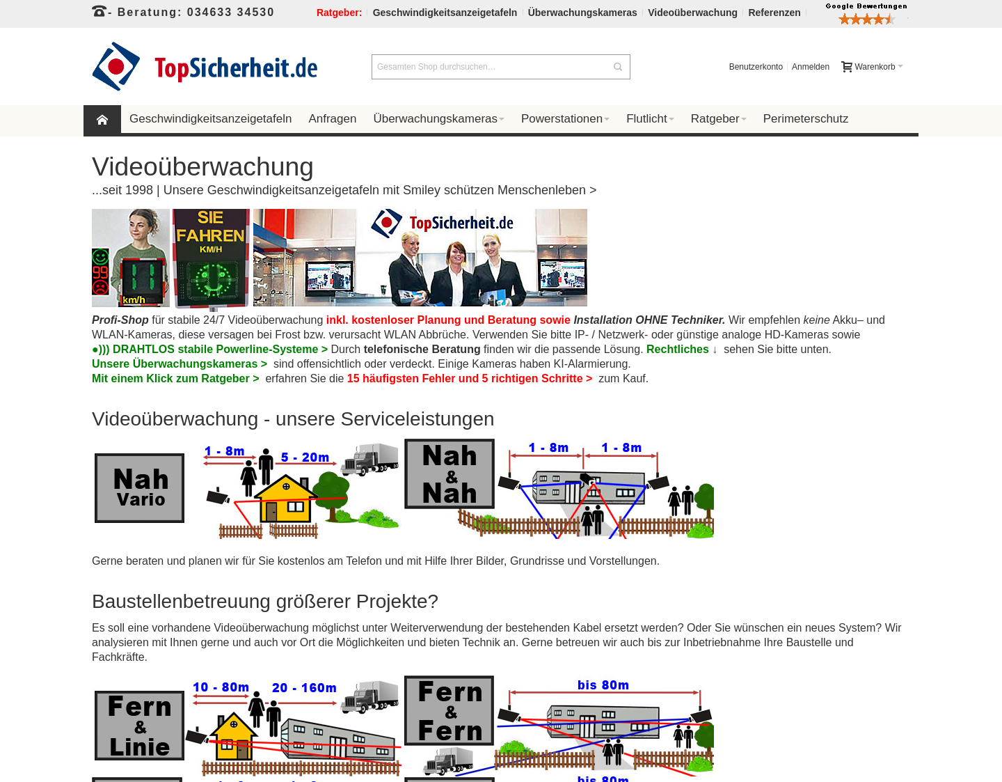 Aktuelle Website-Vorschau von Videoüberwachung und Sicherheitstechnik