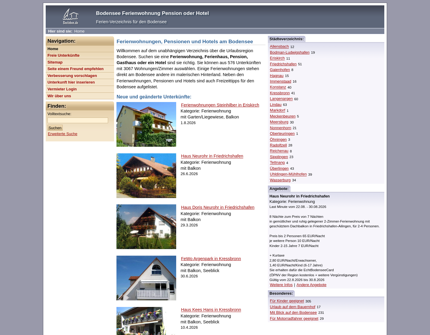 Aktuelle Website-Vorschau von Bodensee Unterkunftsverzeichnis