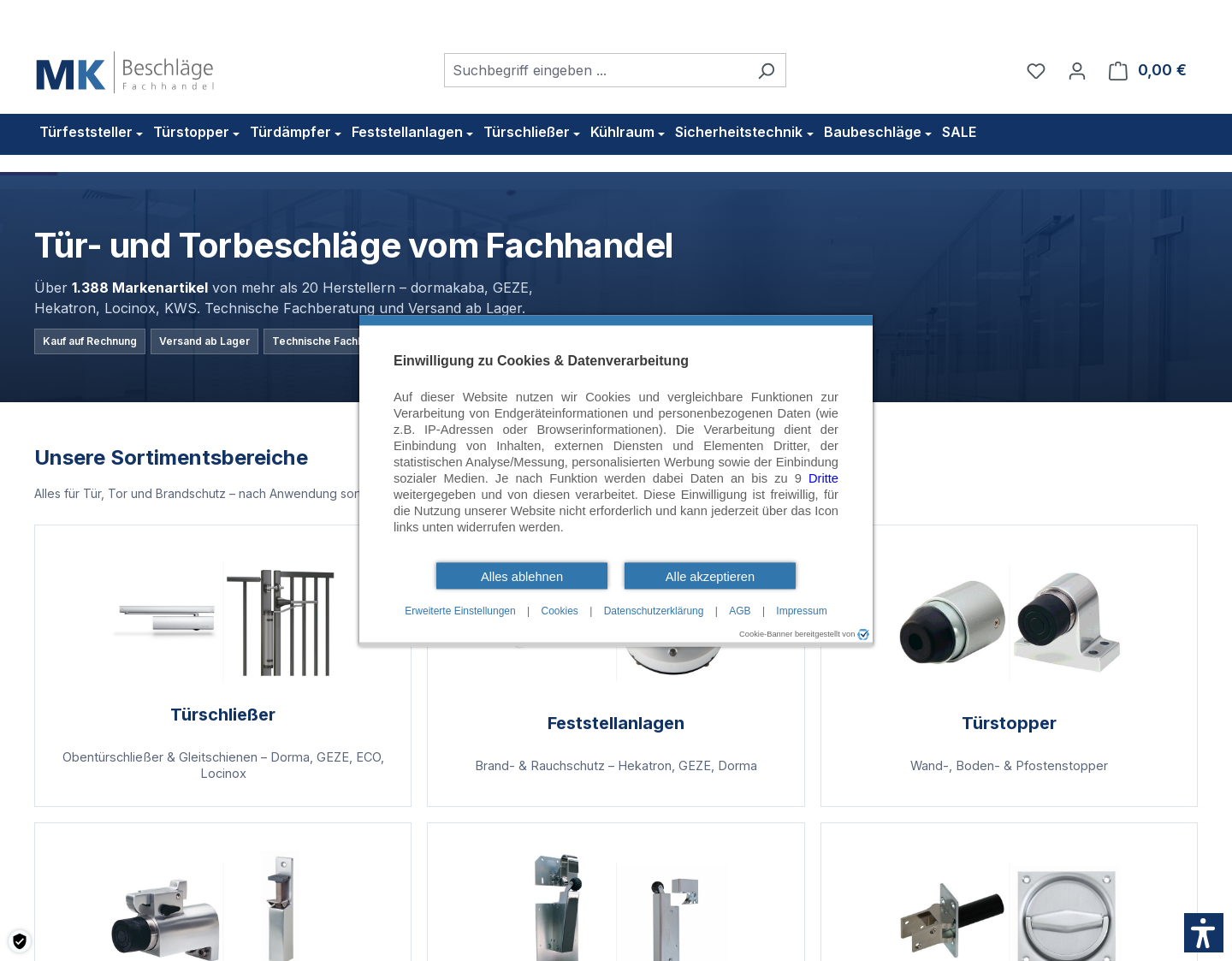 Aktuelle Website-Vorschau von Fachhandel für Türfeststeller