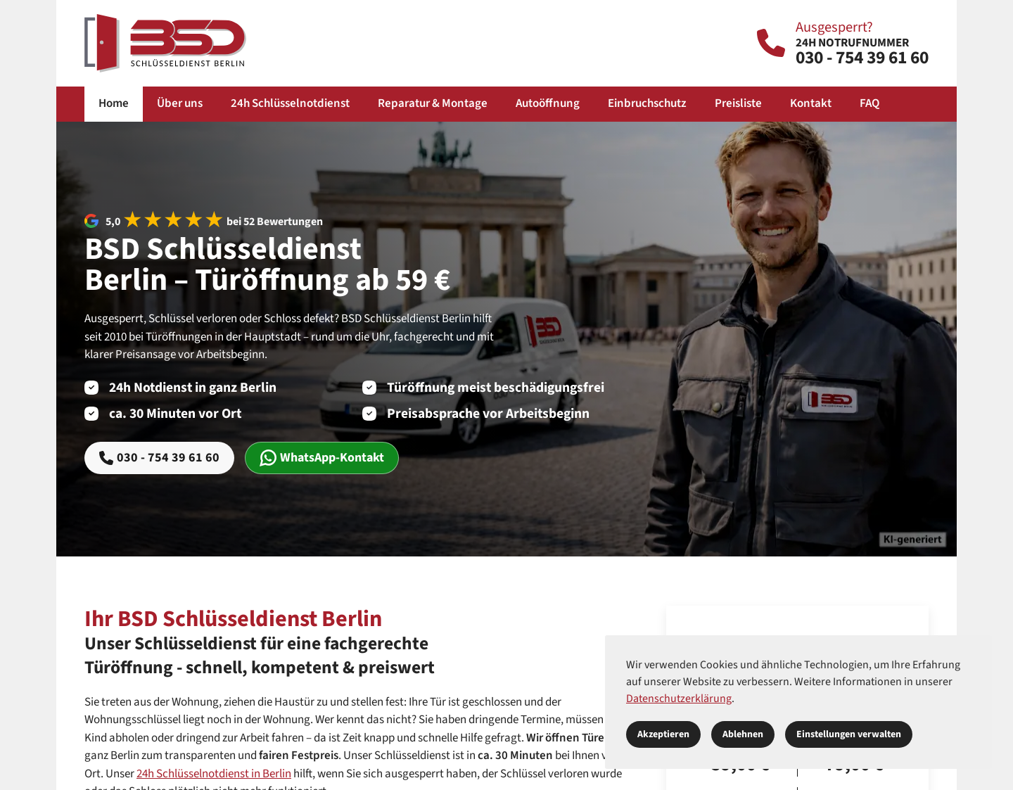 Aktuelle Website-Vorschau von Schlüsseldienst Berlin