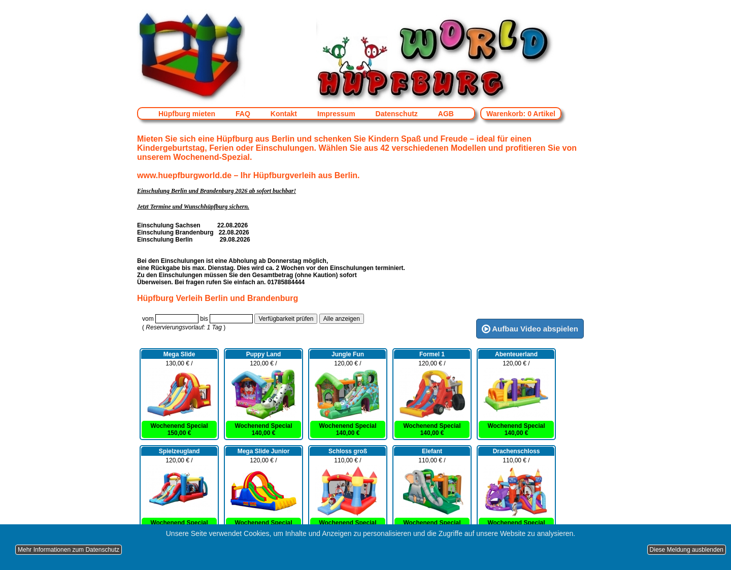 Aktuelle Website-Vorschau von Hüpfburg mieten aus Berlin ab 29?!