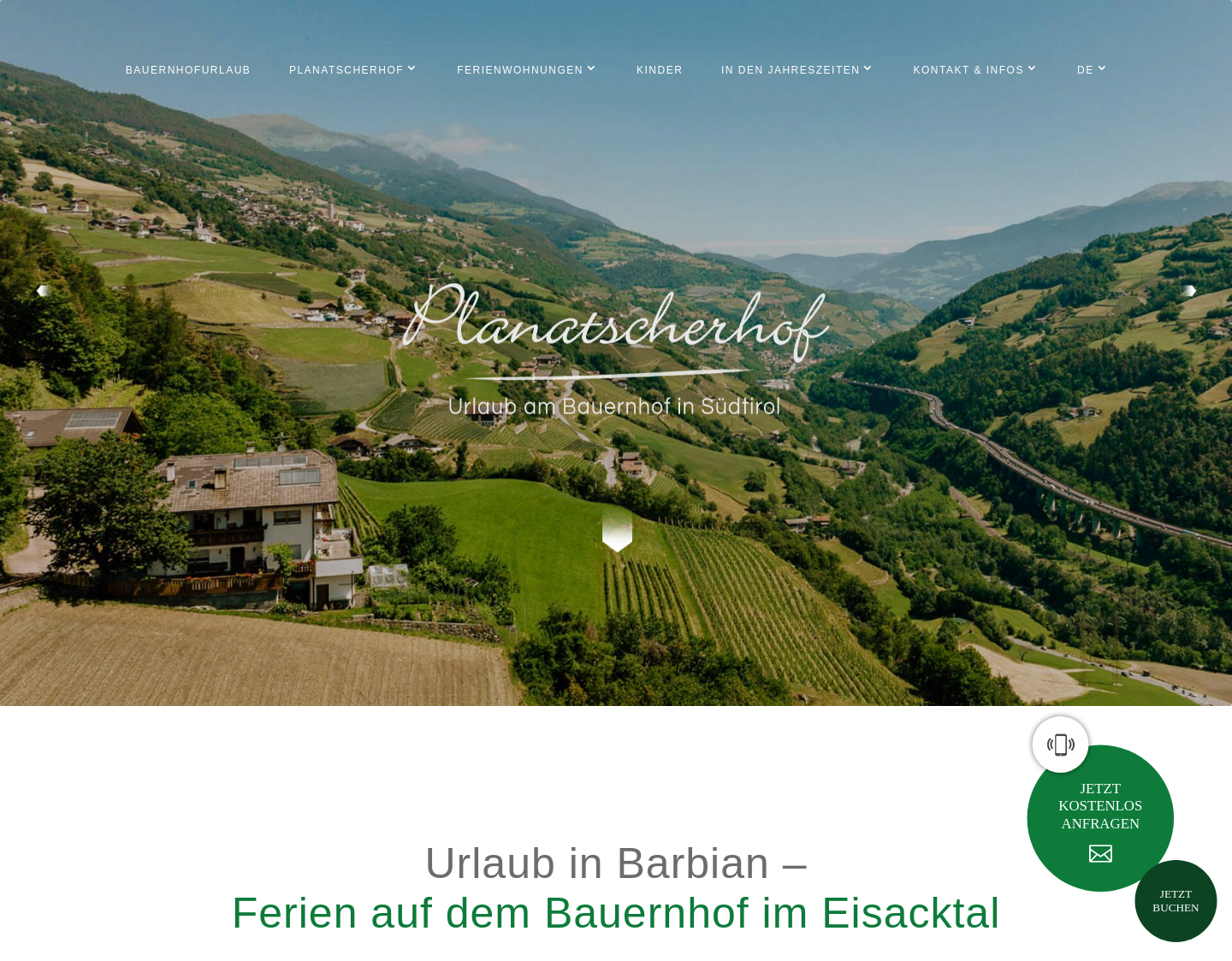 Aktuelle Website-Vorschau von Planatscherhof in Barbian