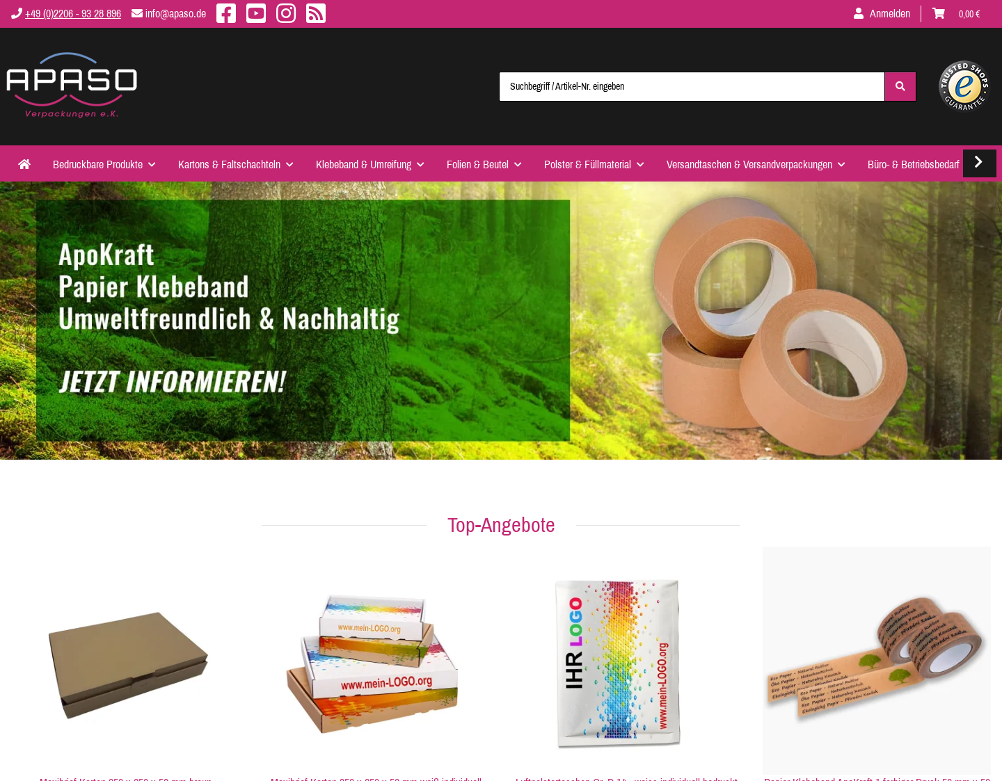 Aktuelle Website-Vorschau von Bedrucktes Klebeband