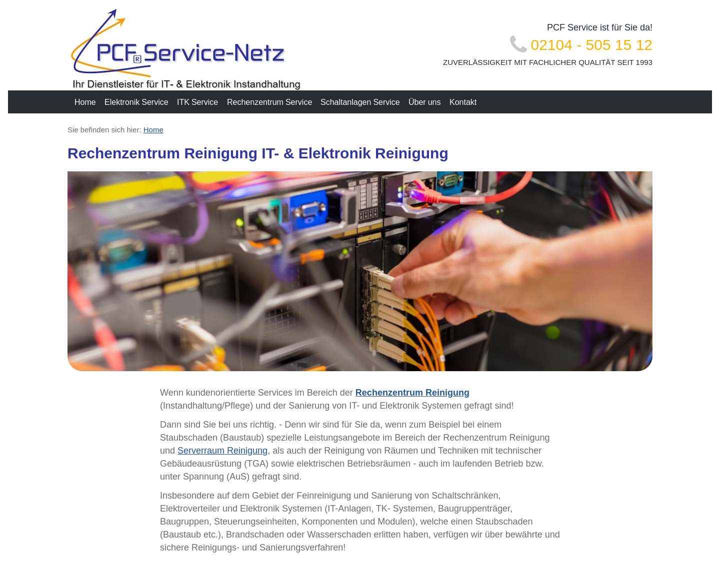 Aktuelle Website-Vorschau von Professionelle Serverreinigung