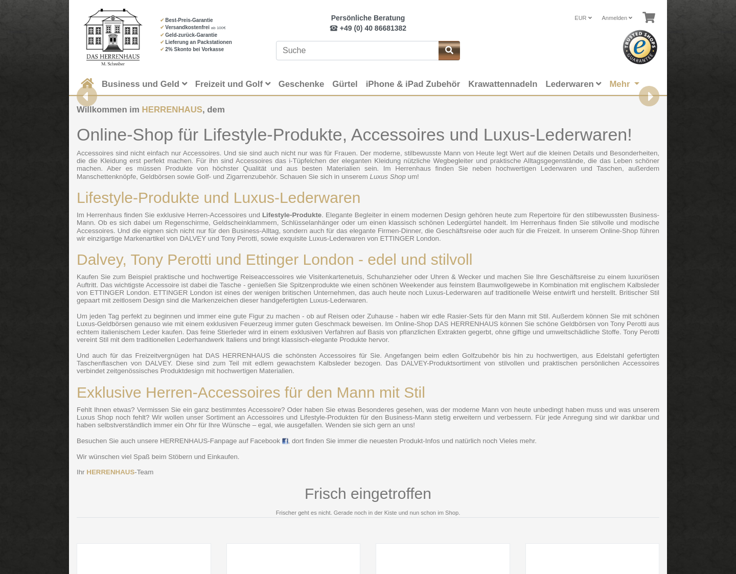 Aktuelle Website-Vorschau von DASHERRENHAUS