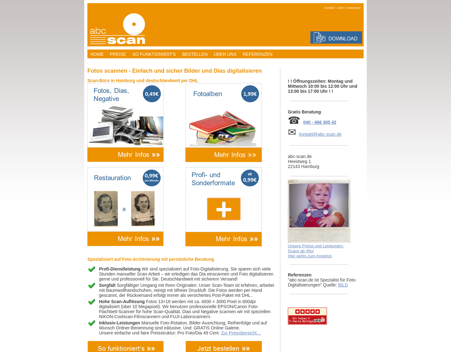 Aktuelle Website-Vorschau von Bilder-Digitalisieren-Service