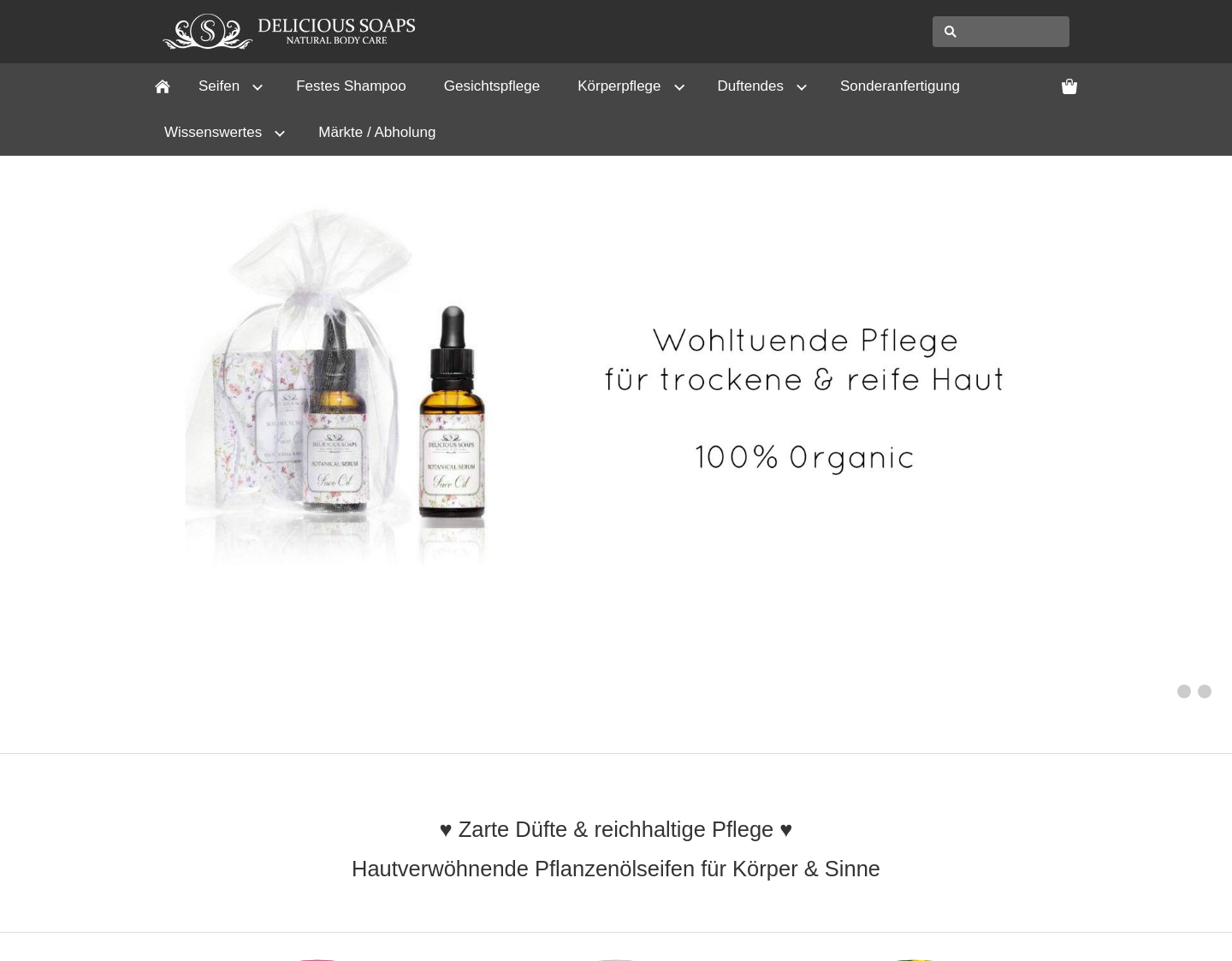 Aktuelle Website-Vorschau von Delicous Soaps Seifenmanufaktur