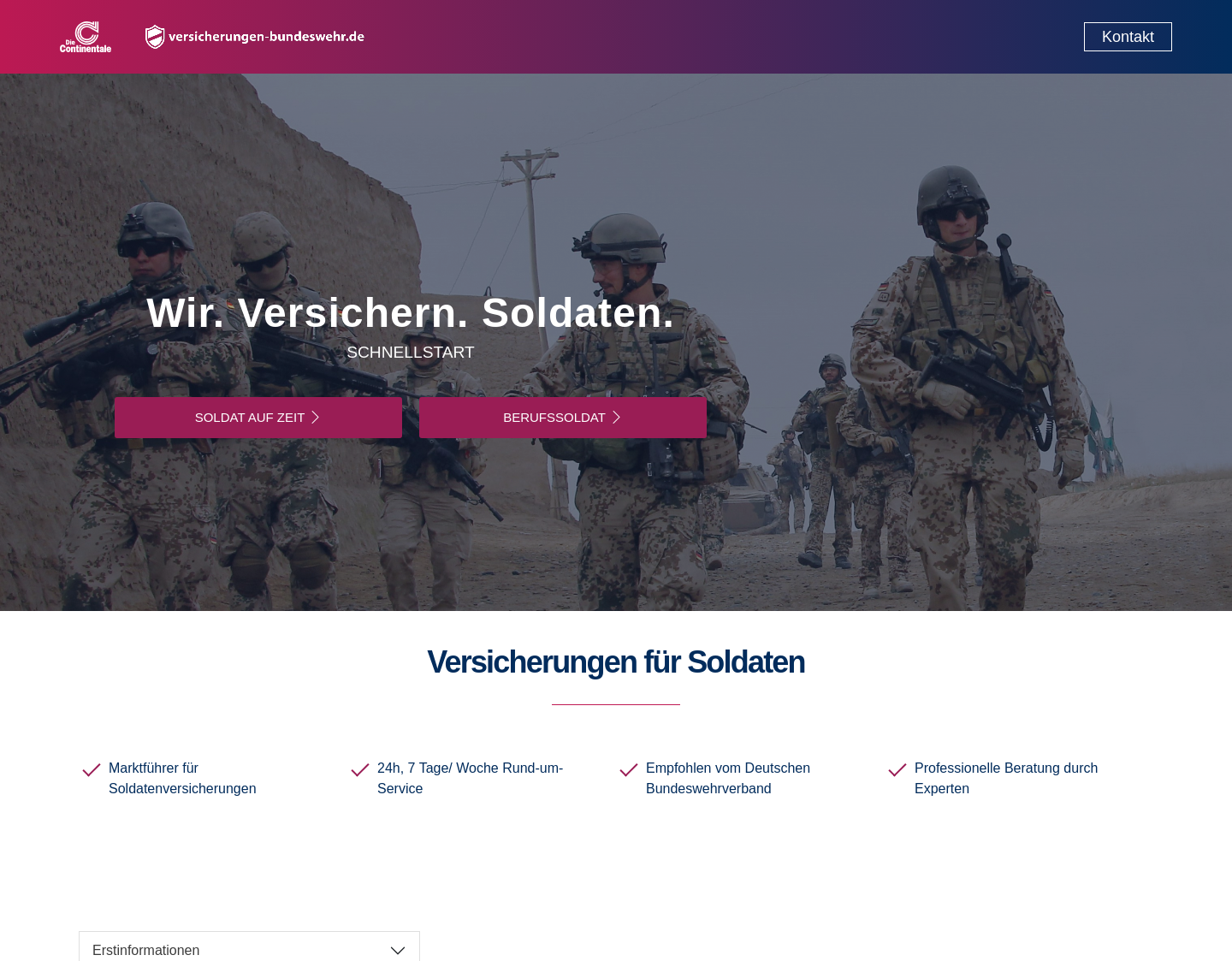Aktuelle Website-Vorschau von Continentale Bundeswehr Versicherung
