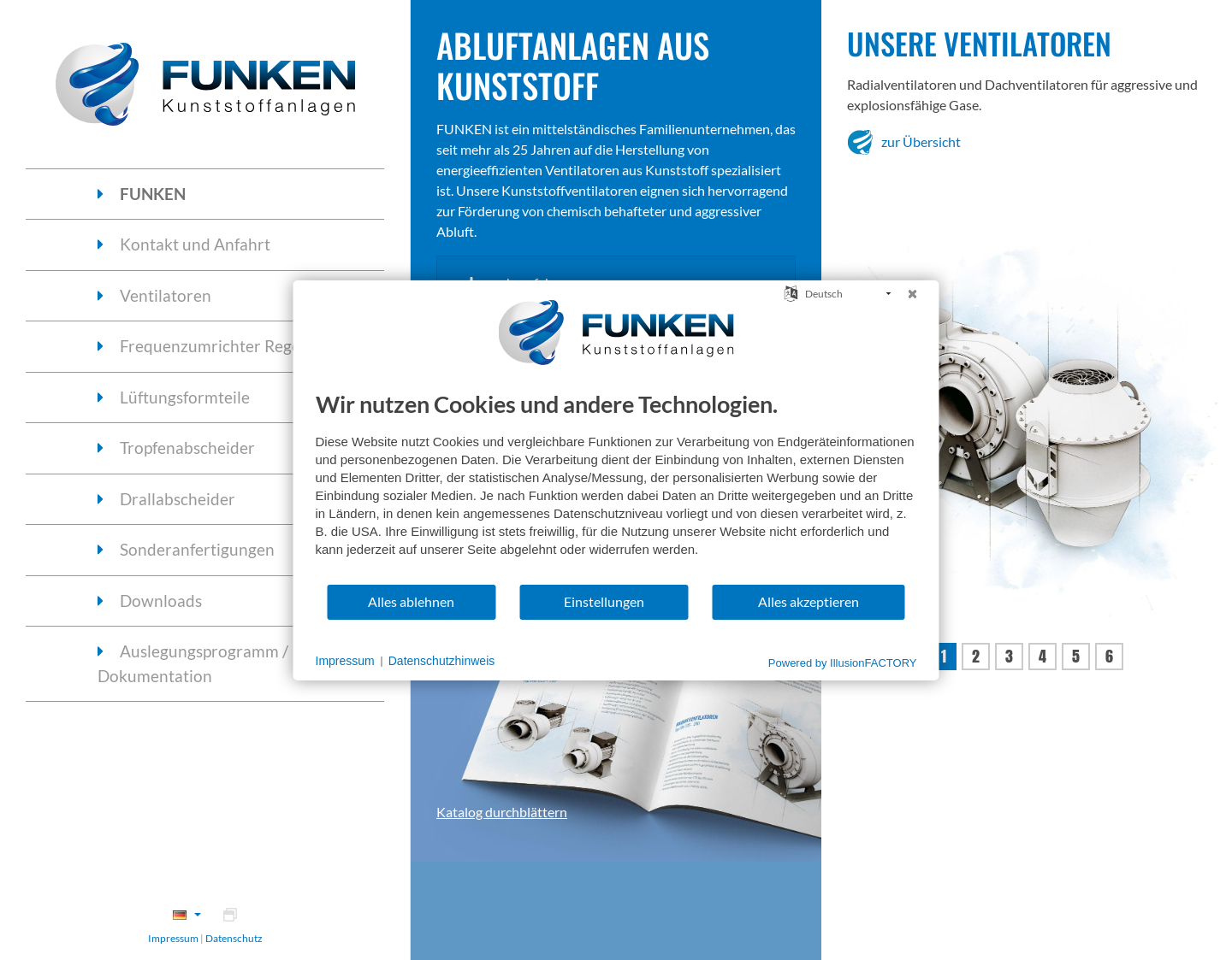 Aktuelle Website-Vorschau von Ventilatoren Kunststoffanlagen