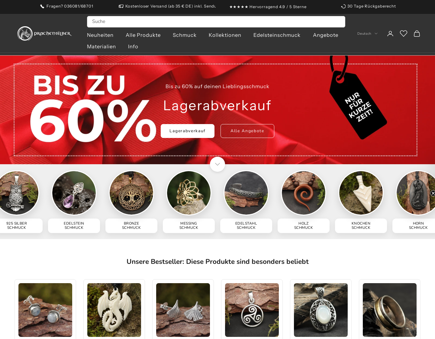 Aktuelle Website-Vorschau von Silberschmuck - Kettenanhänger