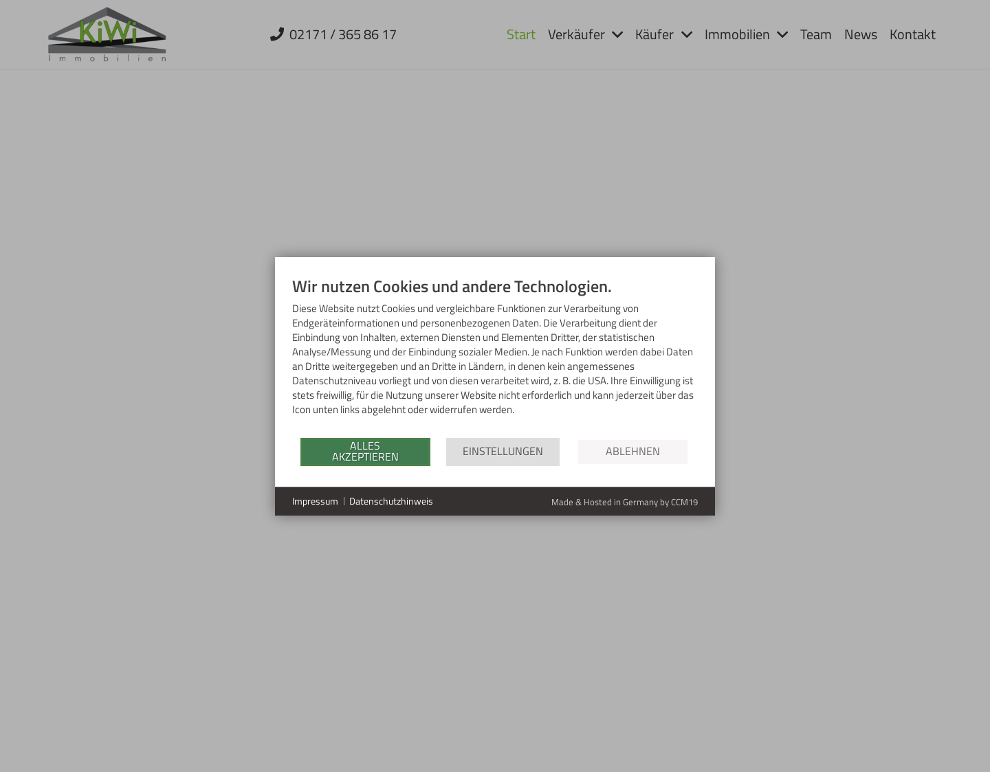 Aktuelle Website-Vorschau von KiWi Immobilien - Bietigheim