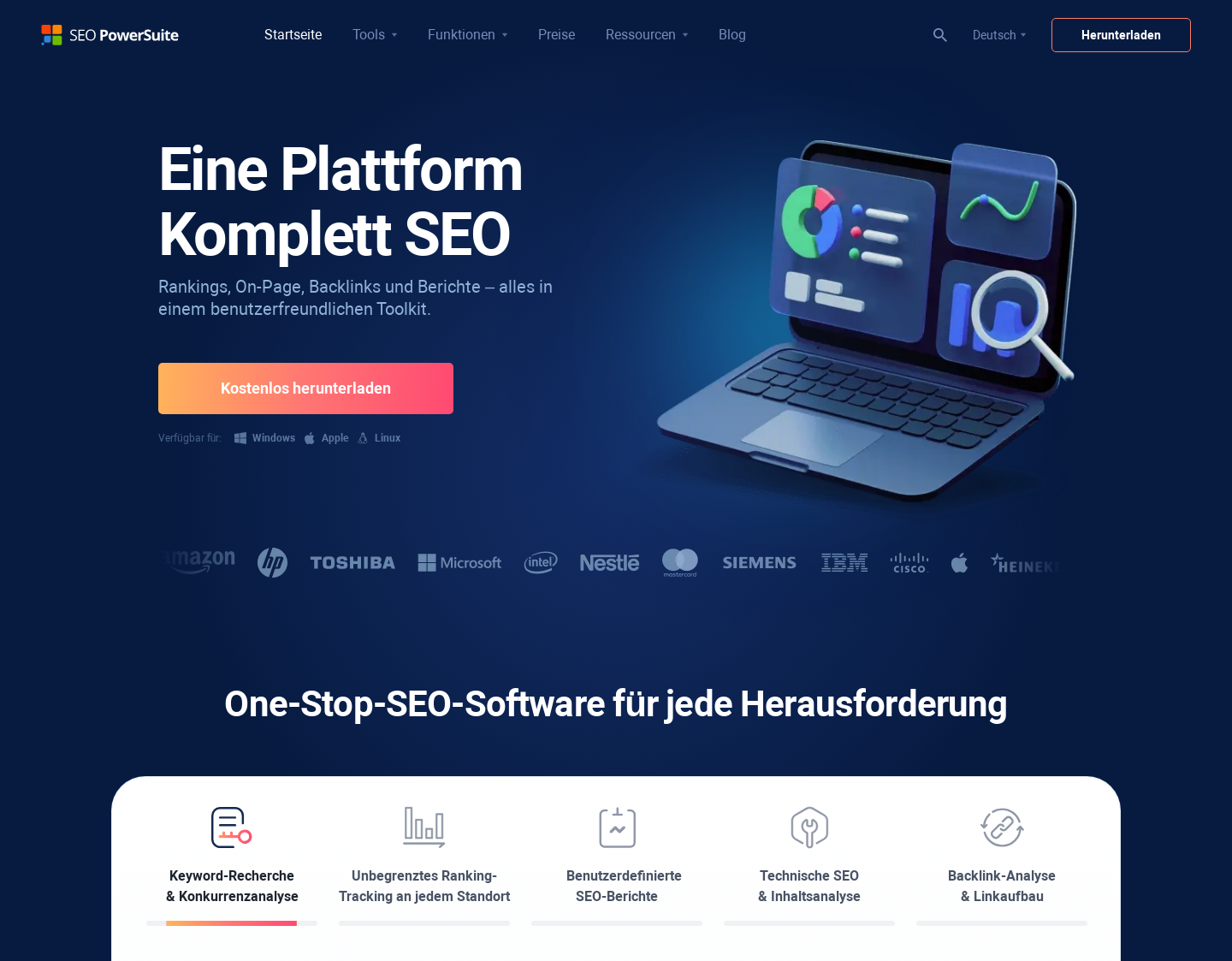 Aktuelle Website-Vorschau von Suchmaschinenoptimierung software