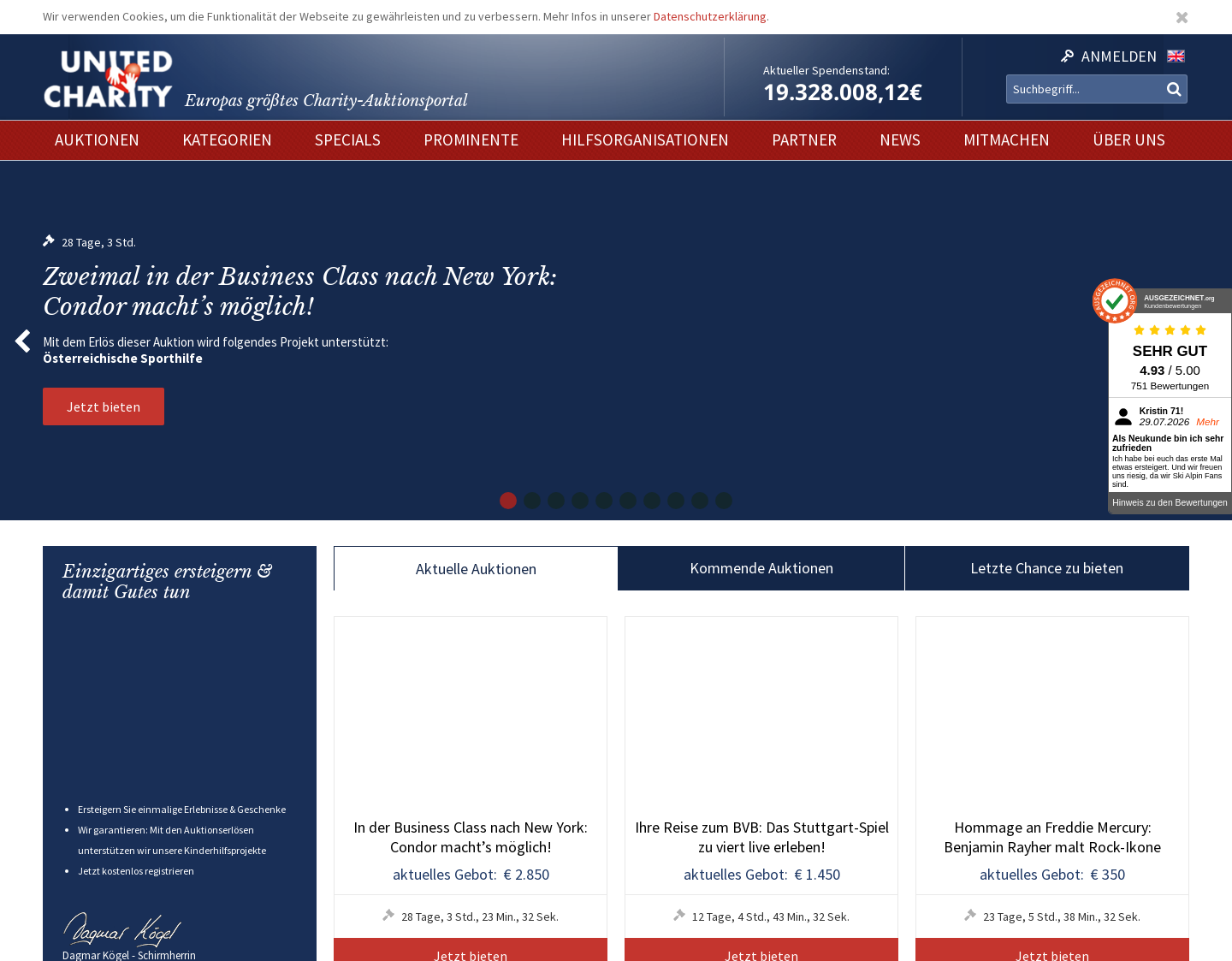 Aktuelle Website-Vorschau von United Charity