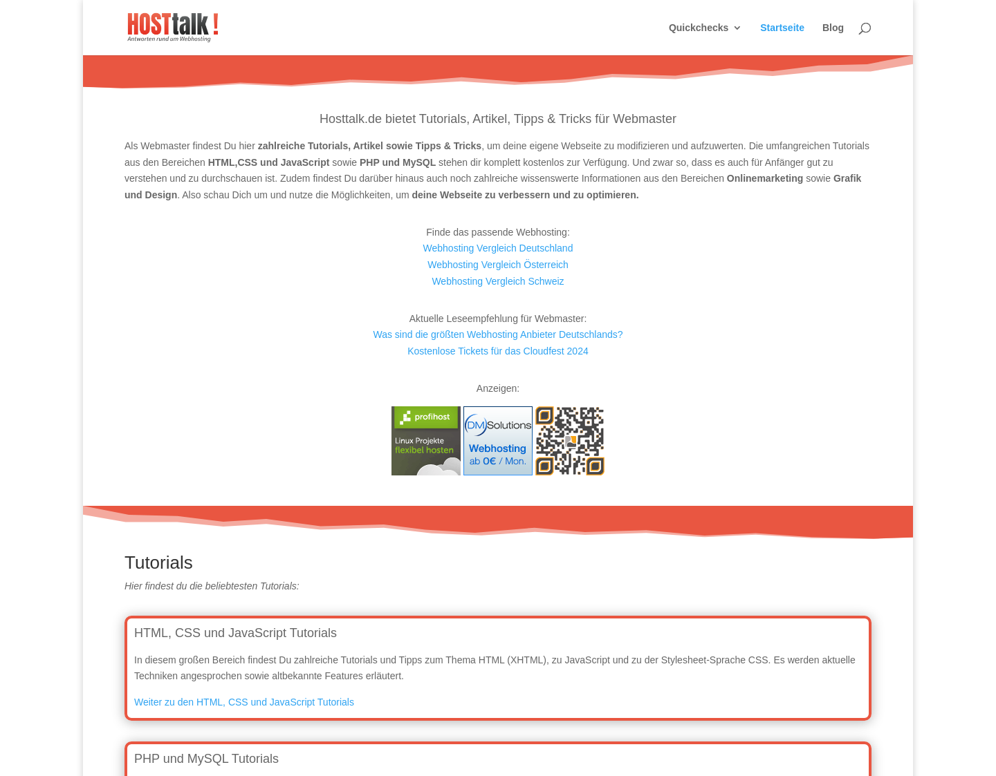 Aktuelle Website-Vorschau von Hosttalk.de Webhostingforum