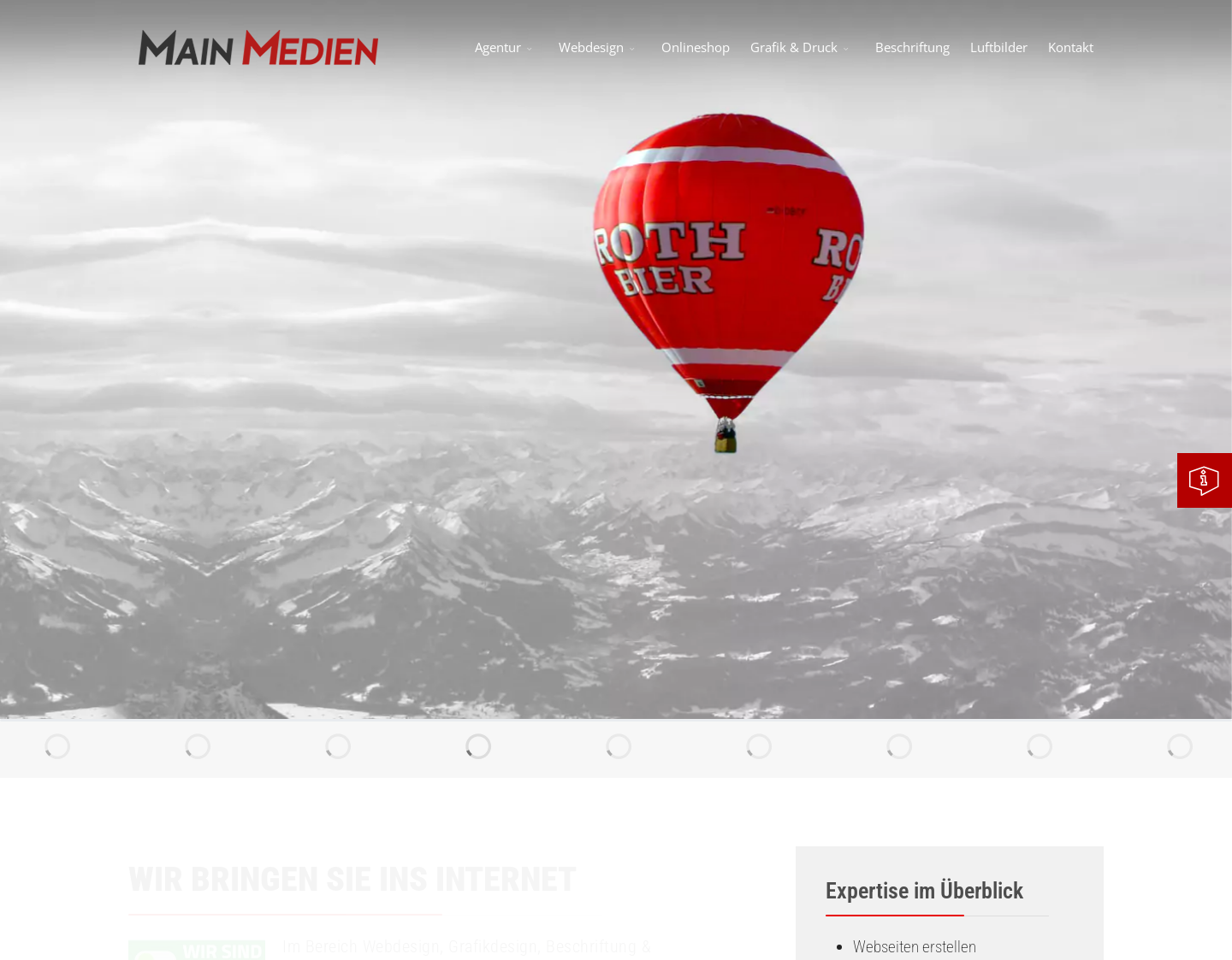 Aktuelle Website-Vorschau von Main Medien - Werbung aus Schweinfurt