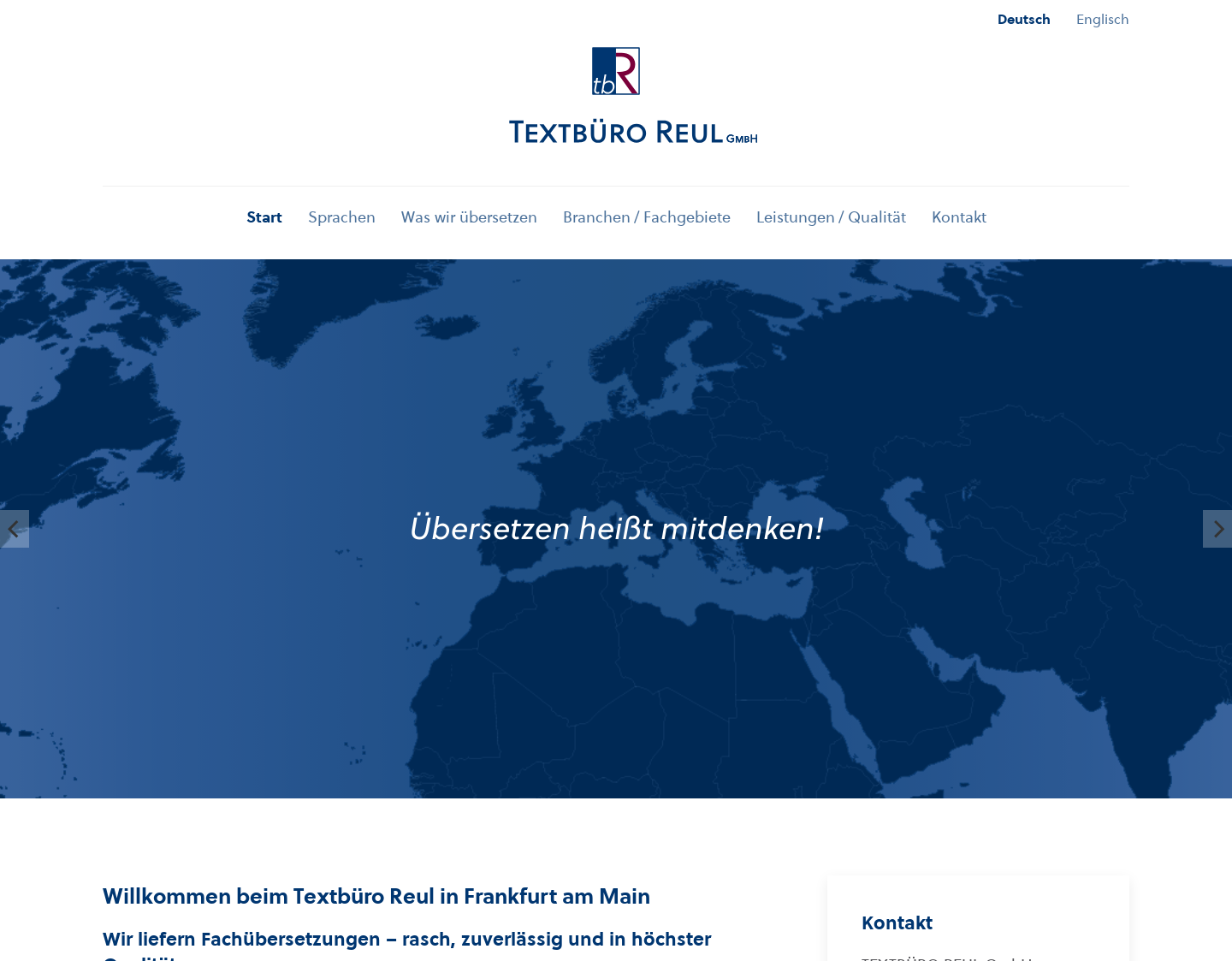 Aktuelle Website-Vorschau von Fachübersetzungen Englisch
