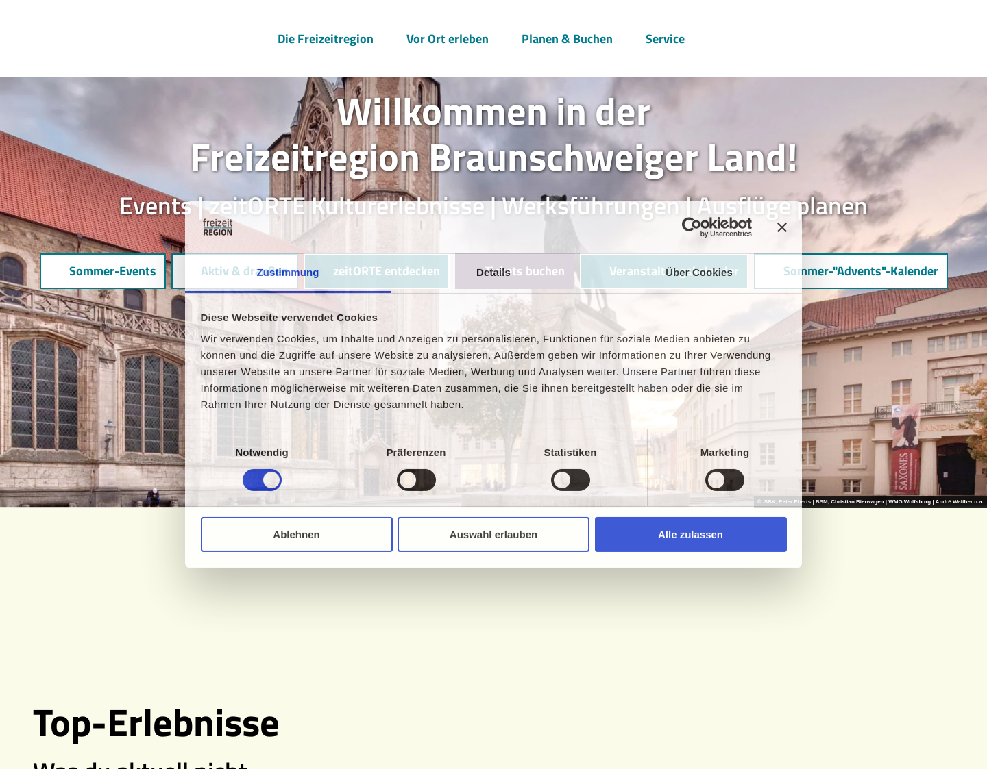 Aktuelle Website-Vorschau von Ausflüge und Kurzurlaub in Braunschweiger Land