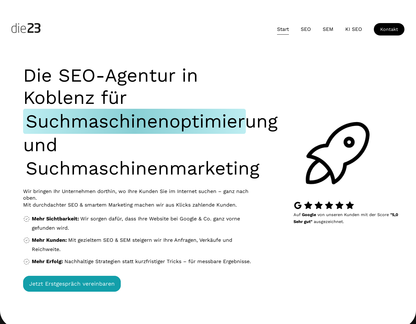 Aktuelle Website-Vorschau von die23 Suchmaschinenoptmierung