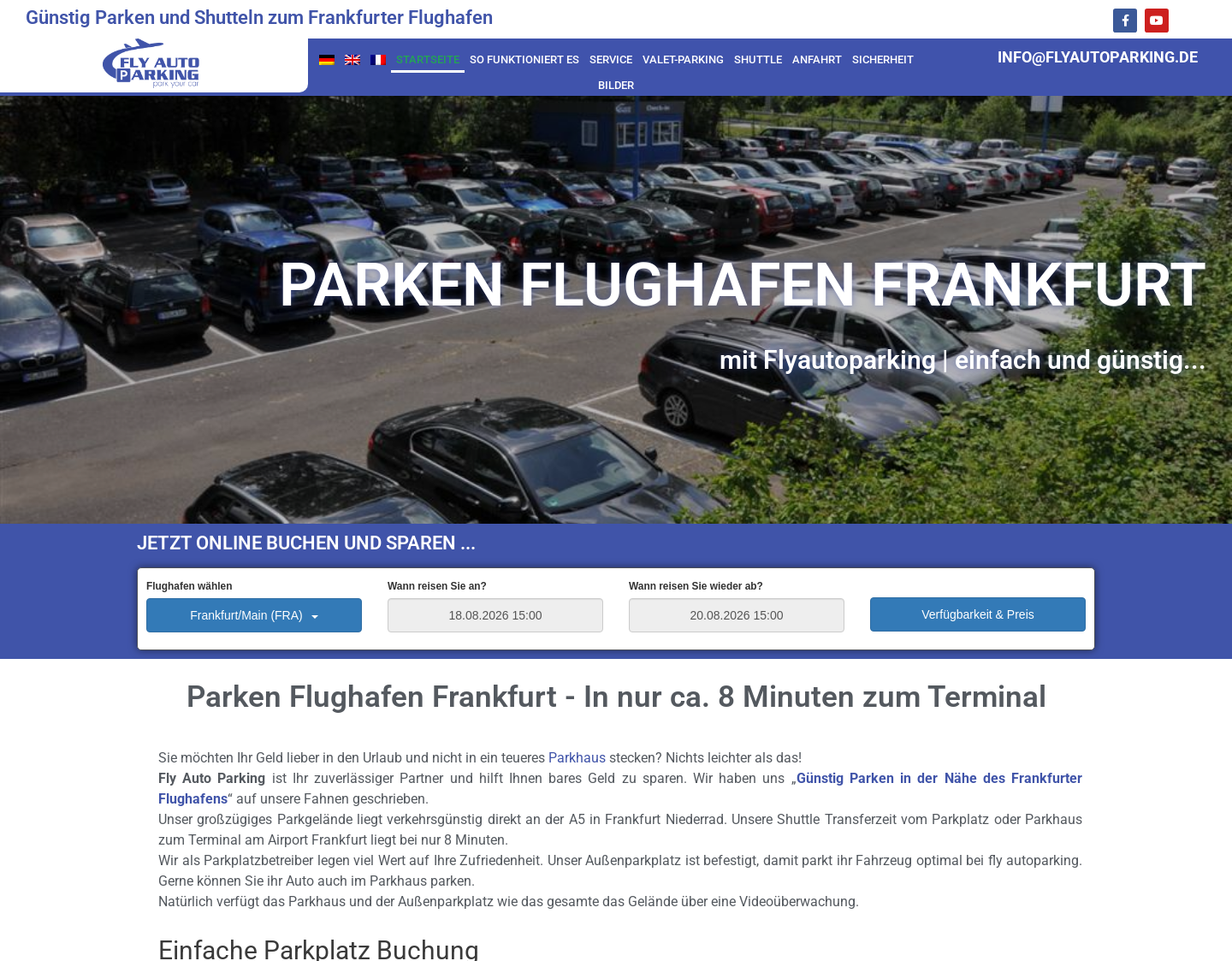 Aktuelle Website-Vorschau von Günstig parken am Flughafen Frankfurt