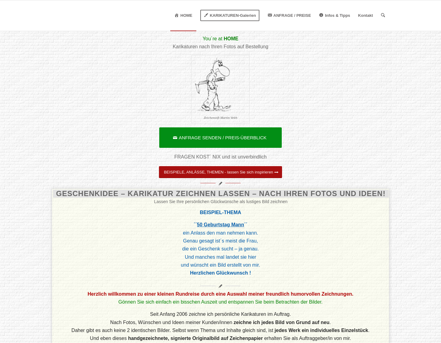 Aktuelle Website-Vorschau von Zeichenstift, Karikaturen nach Foto