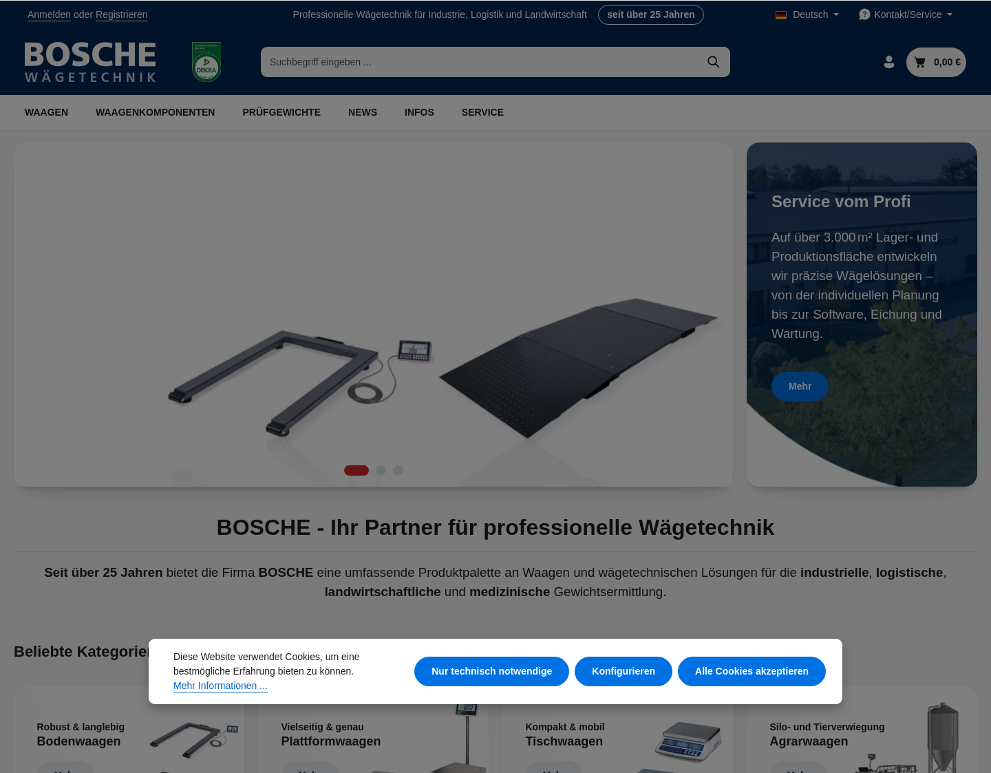 Aktuelle Website-Vorschau von Industriewaagen und wägetech. Lösungen