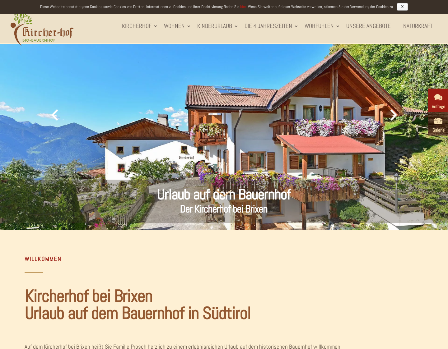 Aktuelle Website-Vorschau von Urlaub in Brixen am Kircherhof