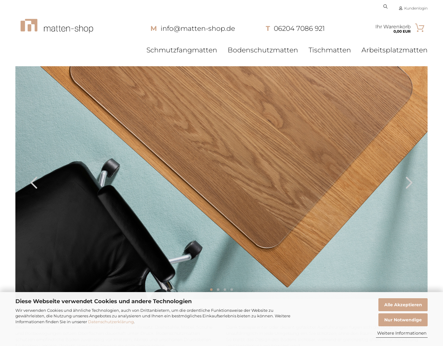 Aktuelle Website-Vorschau von Schmutzfangmatten