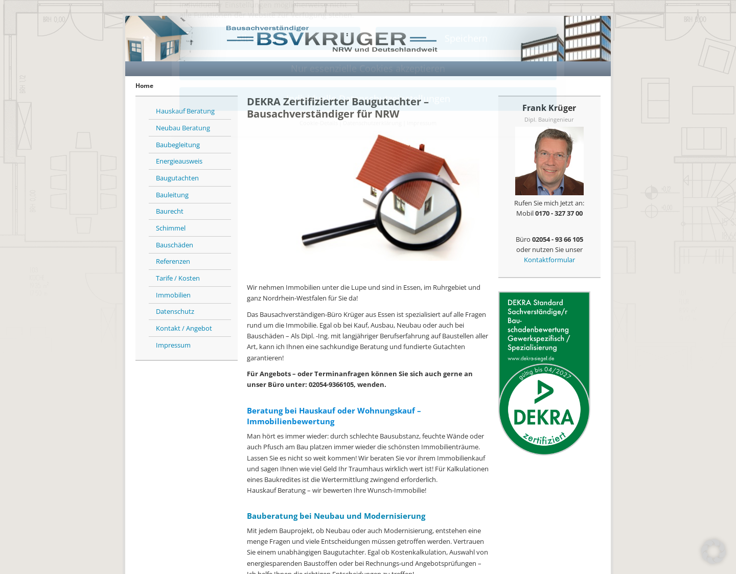 Aktuelle Website-Vorschau von Bausachverständigen Krüger