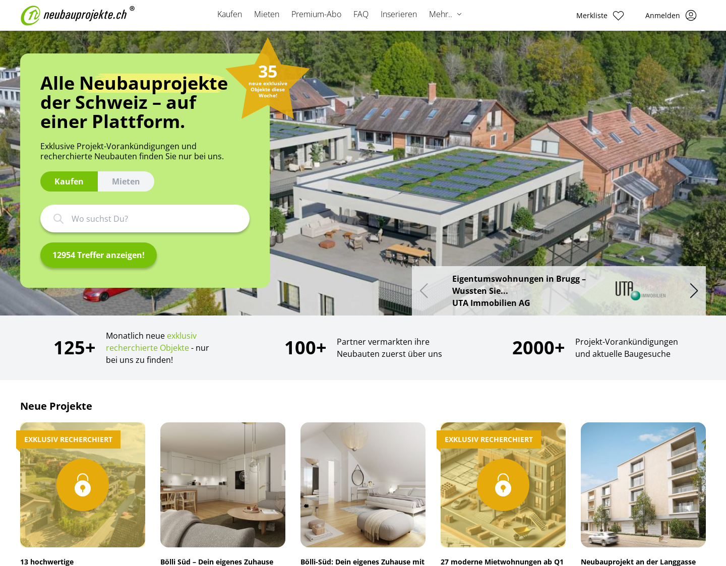Aktuelle Website-Vorschau von Neubau mit Erstbezug